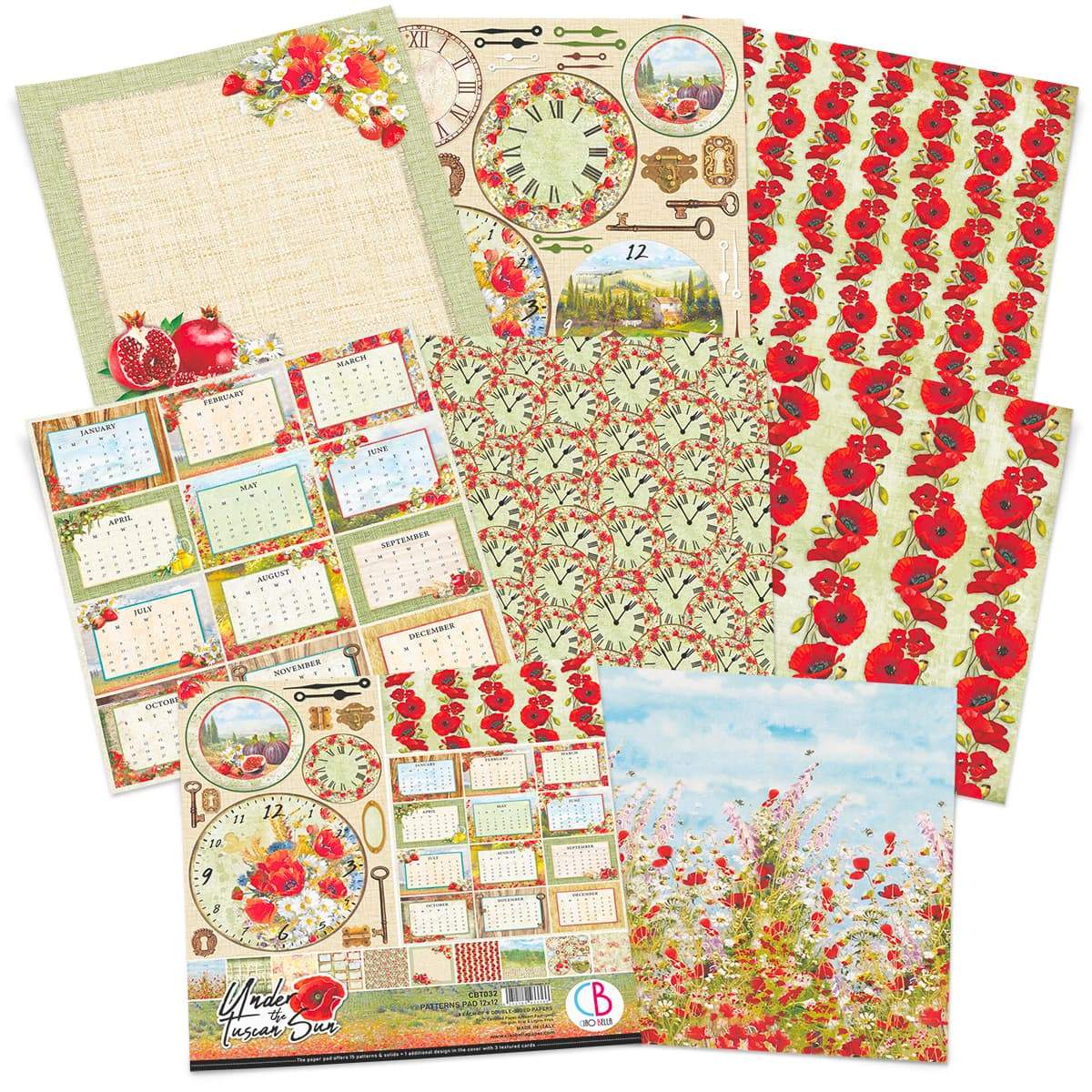 Ciao Bella Under The Tuscan Sun Patterns Pad 12"x12" 8/Pkg