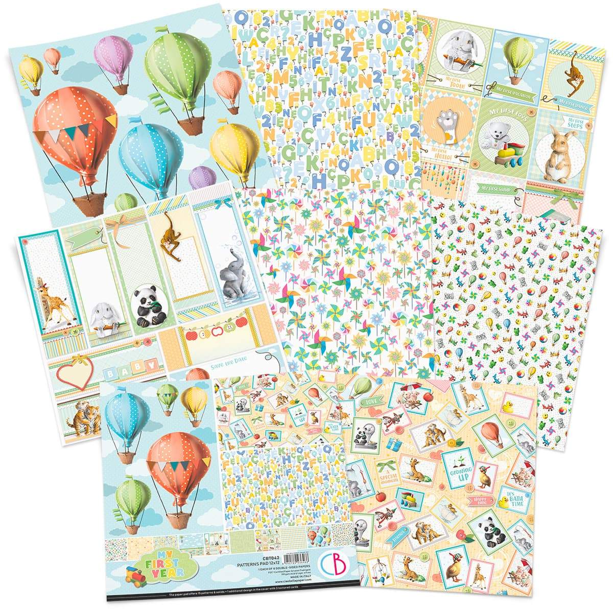 Ciao Bella My First Year Patterns Pad 12"x12" 8/Pkg
