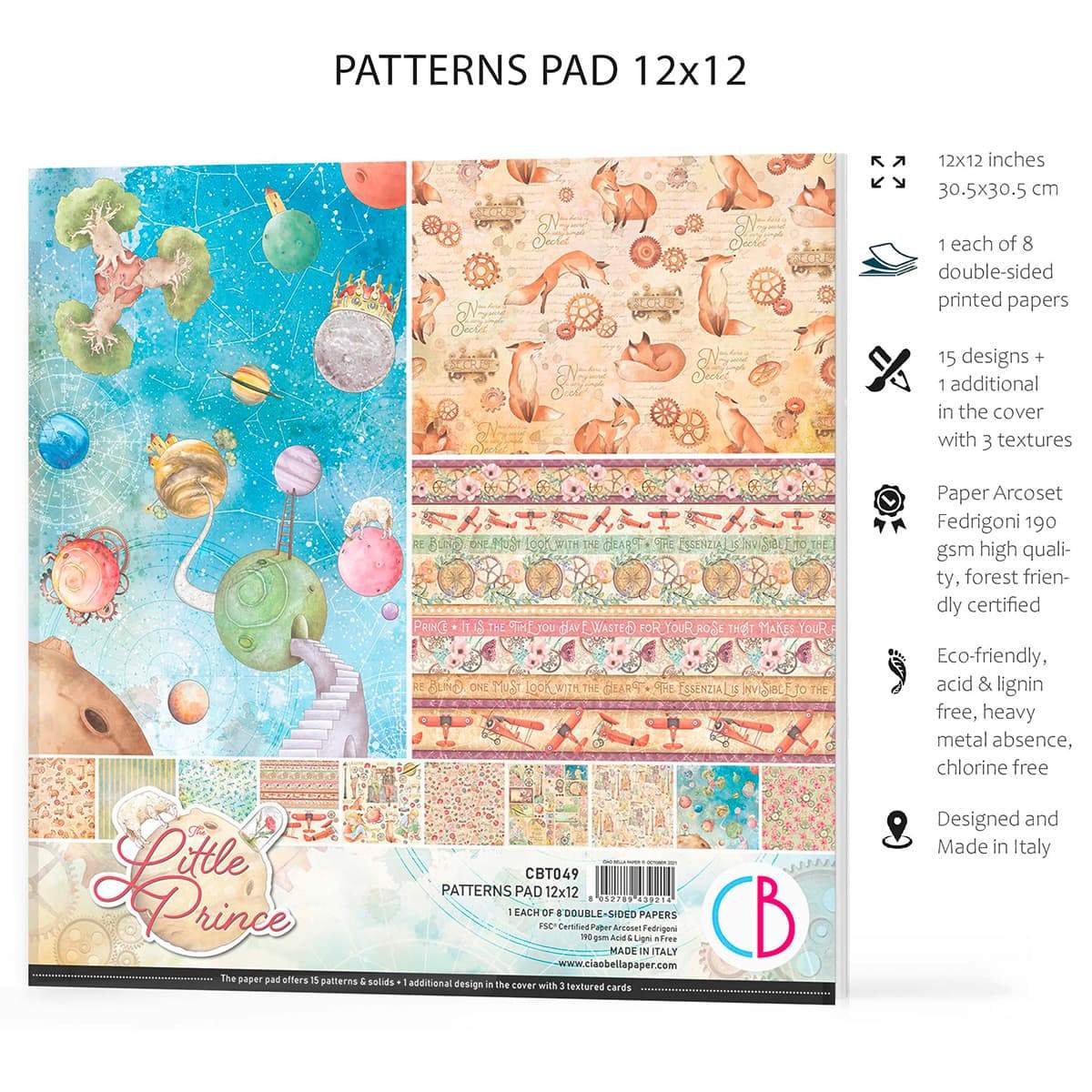 Ciao Bella The Little Prince Patterns Pad 12"x12" 8/Pkg