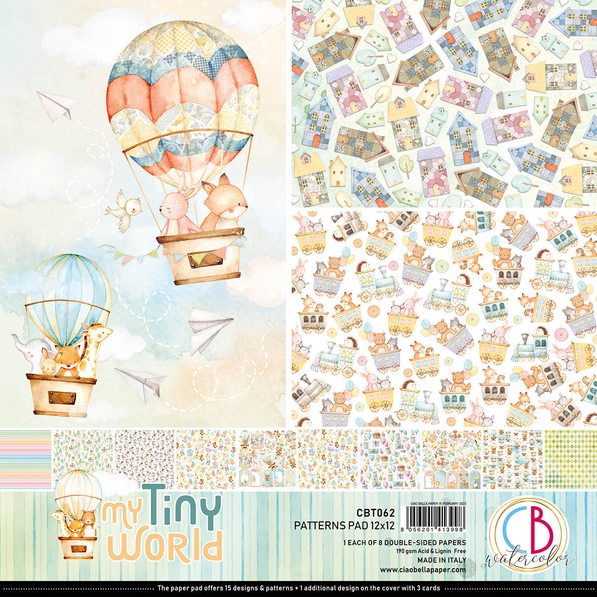 Ciao Bella My Tiny World Patterns Pad 12"x12" 8/Pkg