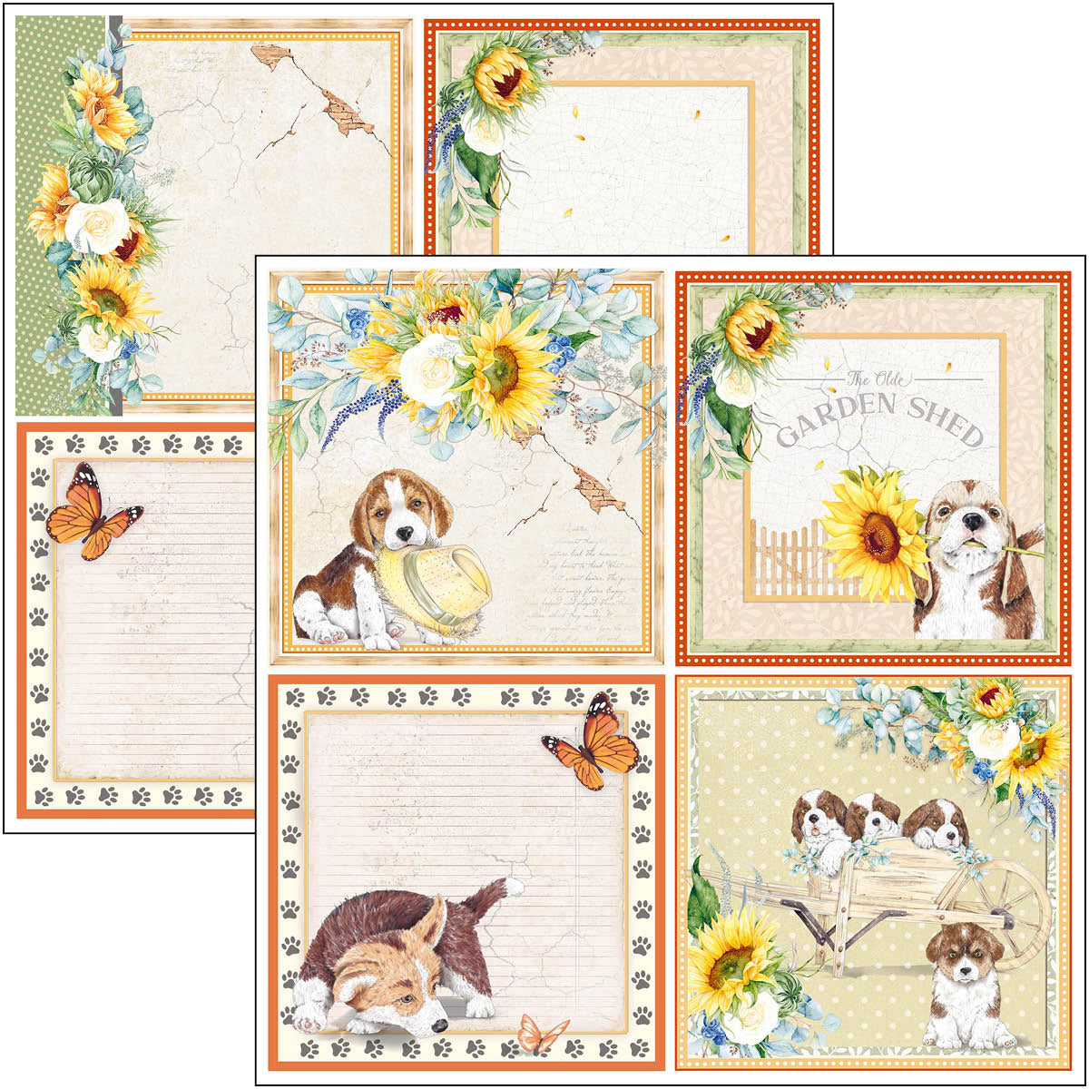 Ciao Bella Farmhouse Garden Patterns Pad 12"x12" 8/Pkg