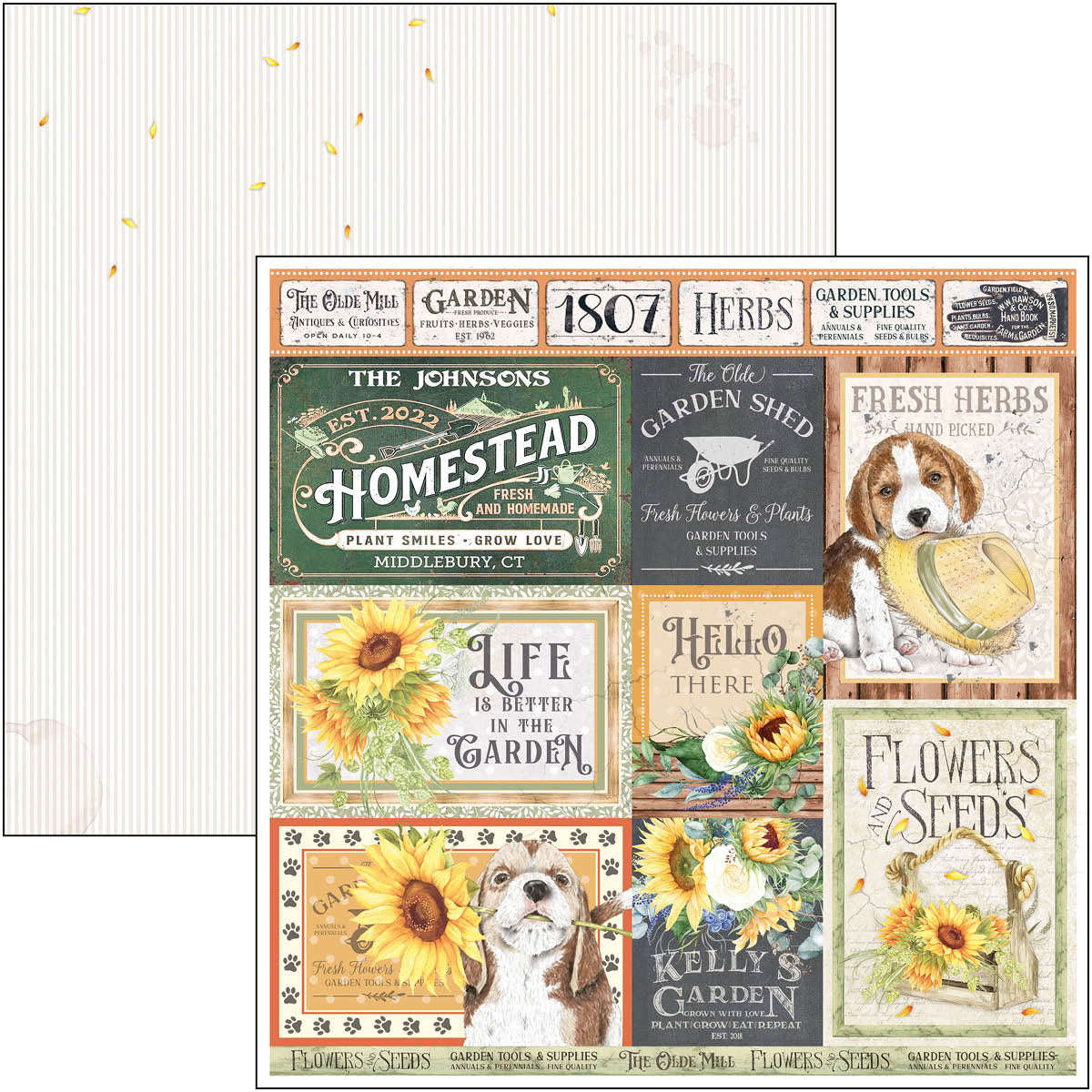 Ciao Bella Farmhouse Garden Patterns Pad 12"x12" 8/Pkg