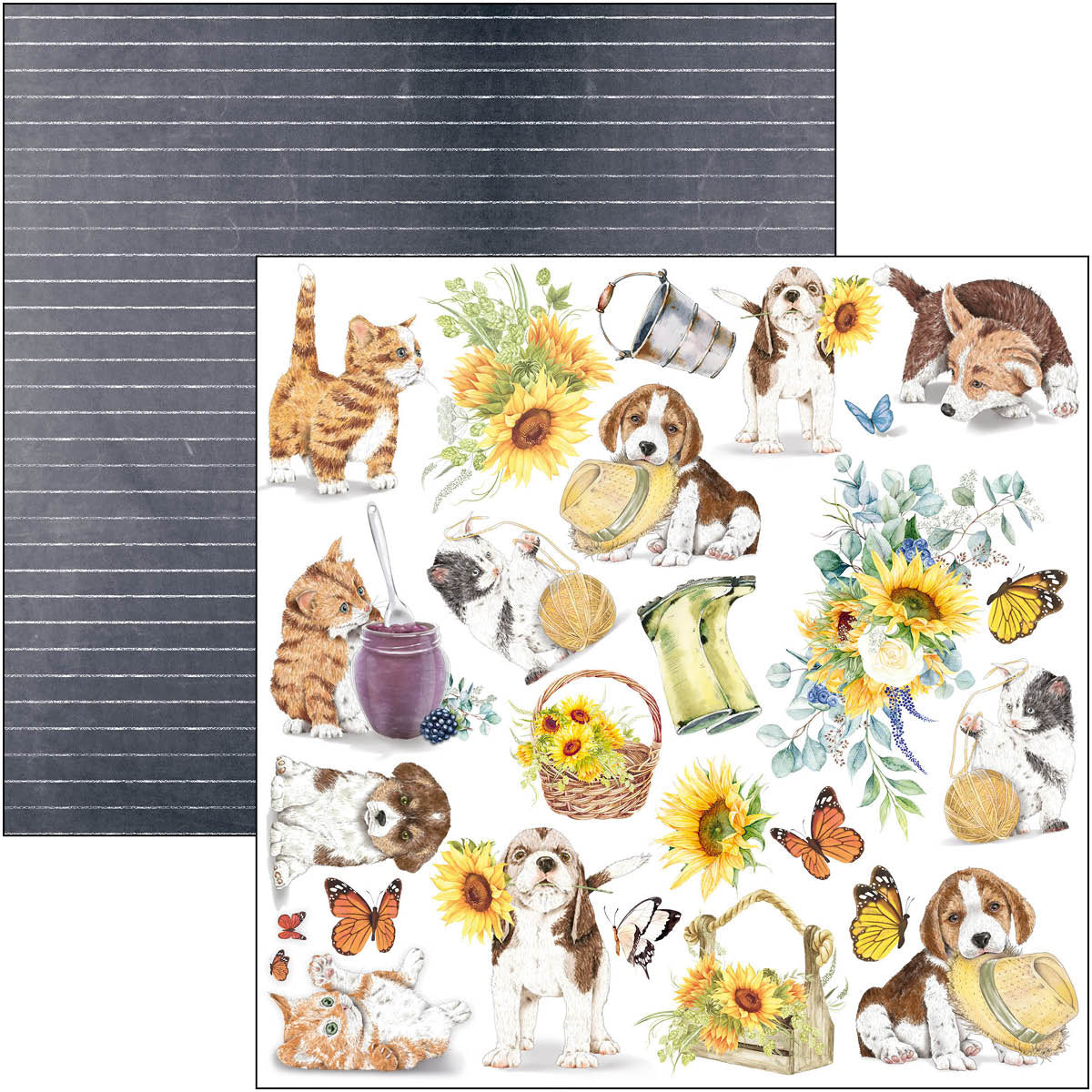 Ciao Bella Farmhouse Garden Patterns Pad 12"x12" 8/Pkg