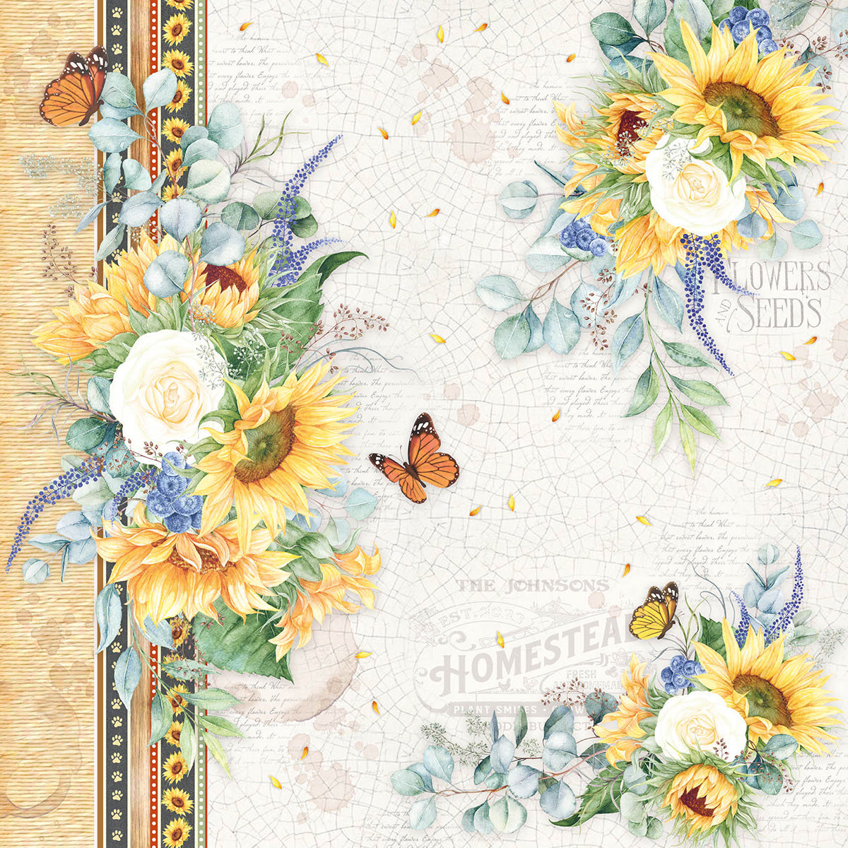 Ciao Bella Farmhouse Garden Patterns Pad 12"x12" 8/Pkg