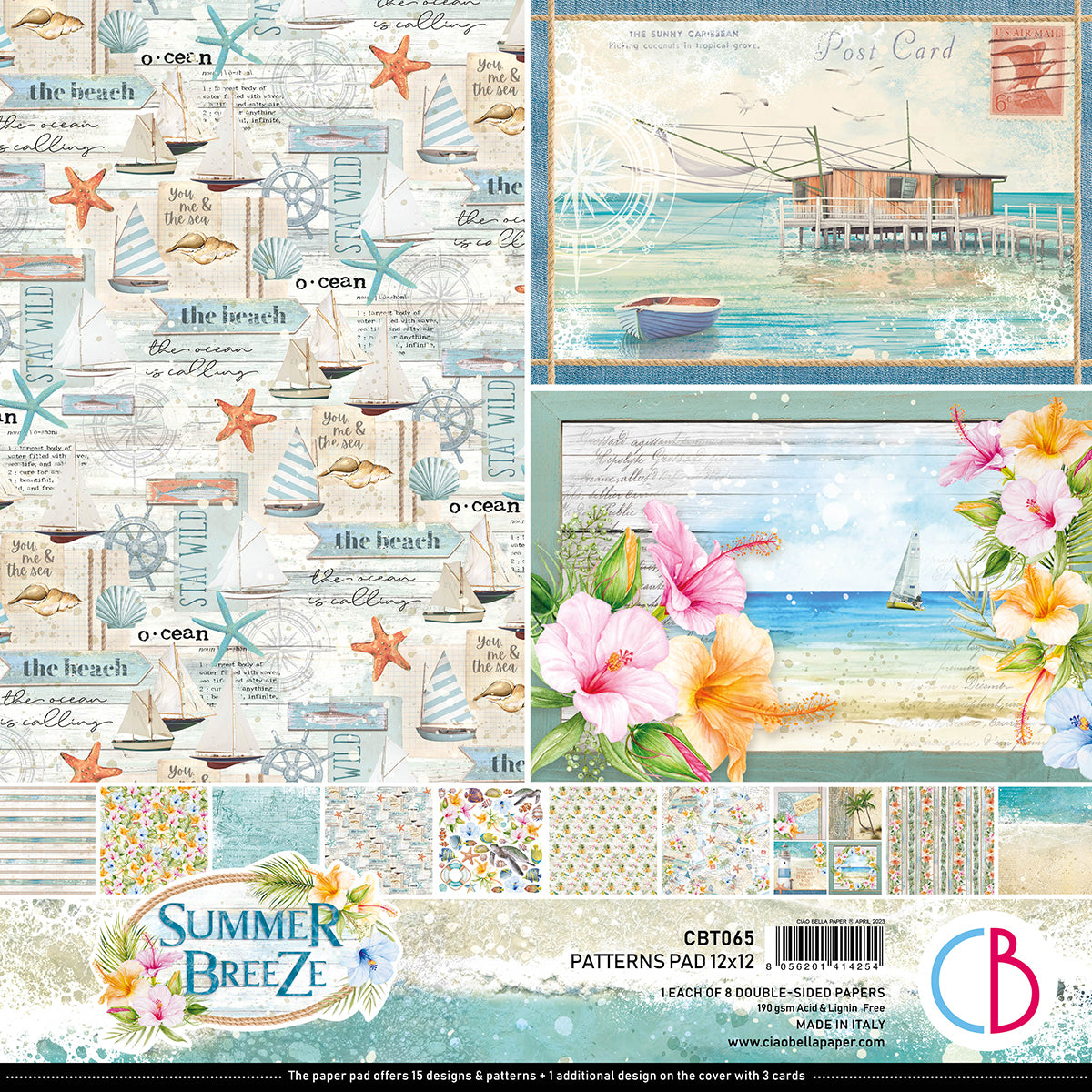 Ciao Bella Summer Breeze Patterns Pad 12"x12" 8/Pkg