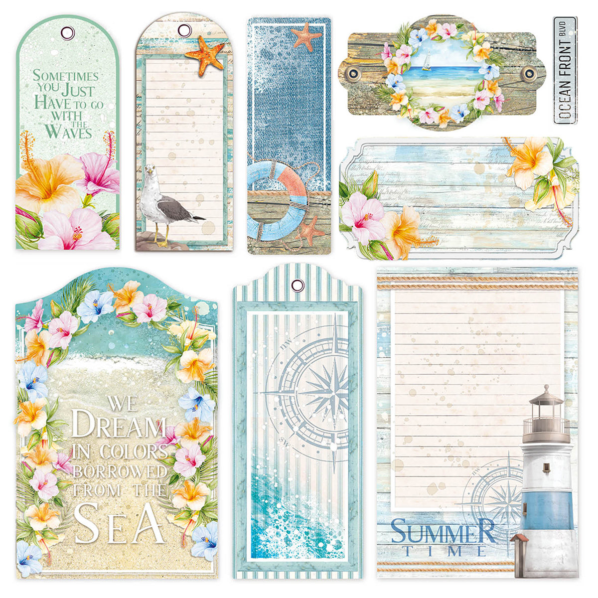 Ciao Bella Vellum Summer Breeze Fussy Cut 6"x6" 6/Pkg