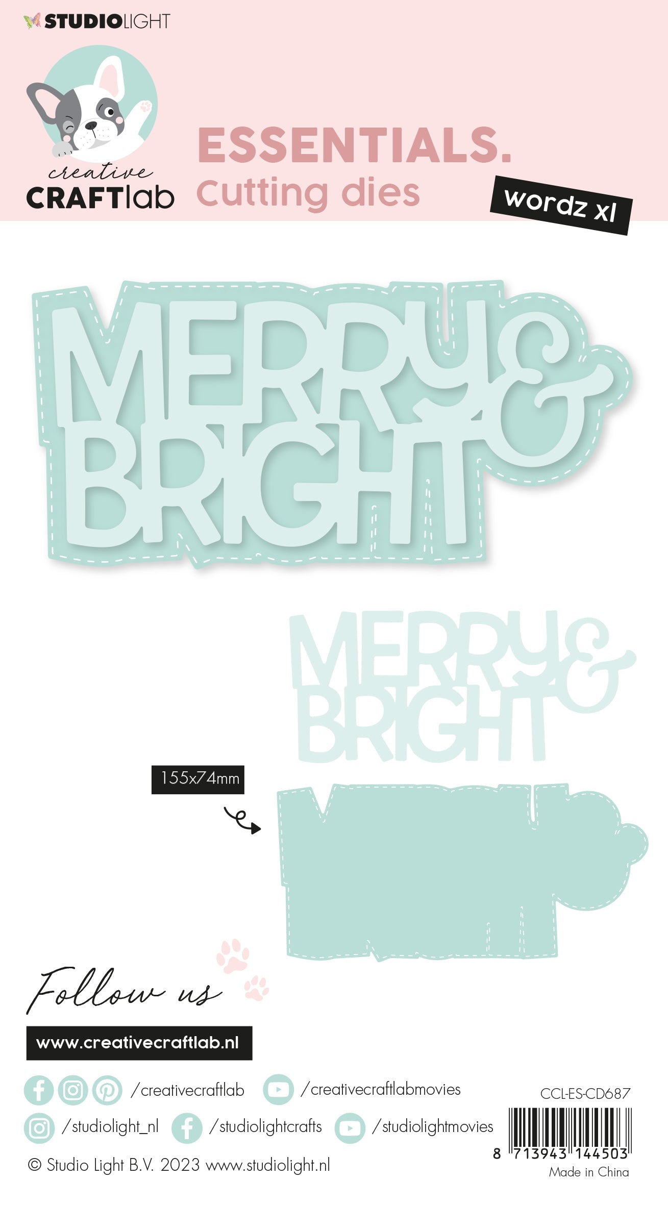 CCL Cutting Die Wordz XL Merry And Bright Essentials 77x158x1mm 4 PC nr.687