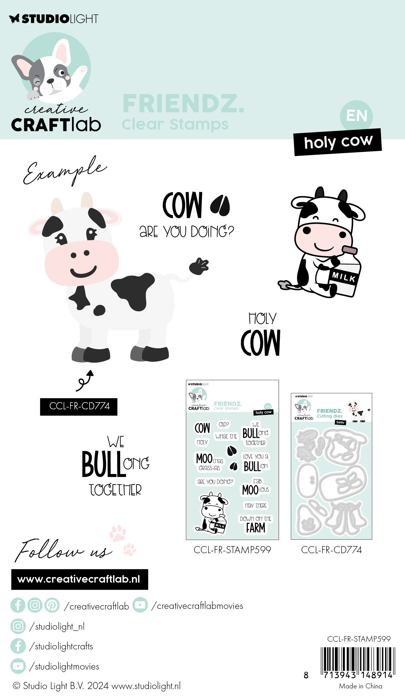CCL Clear Stamp Holy Cow Friendz 14 PC