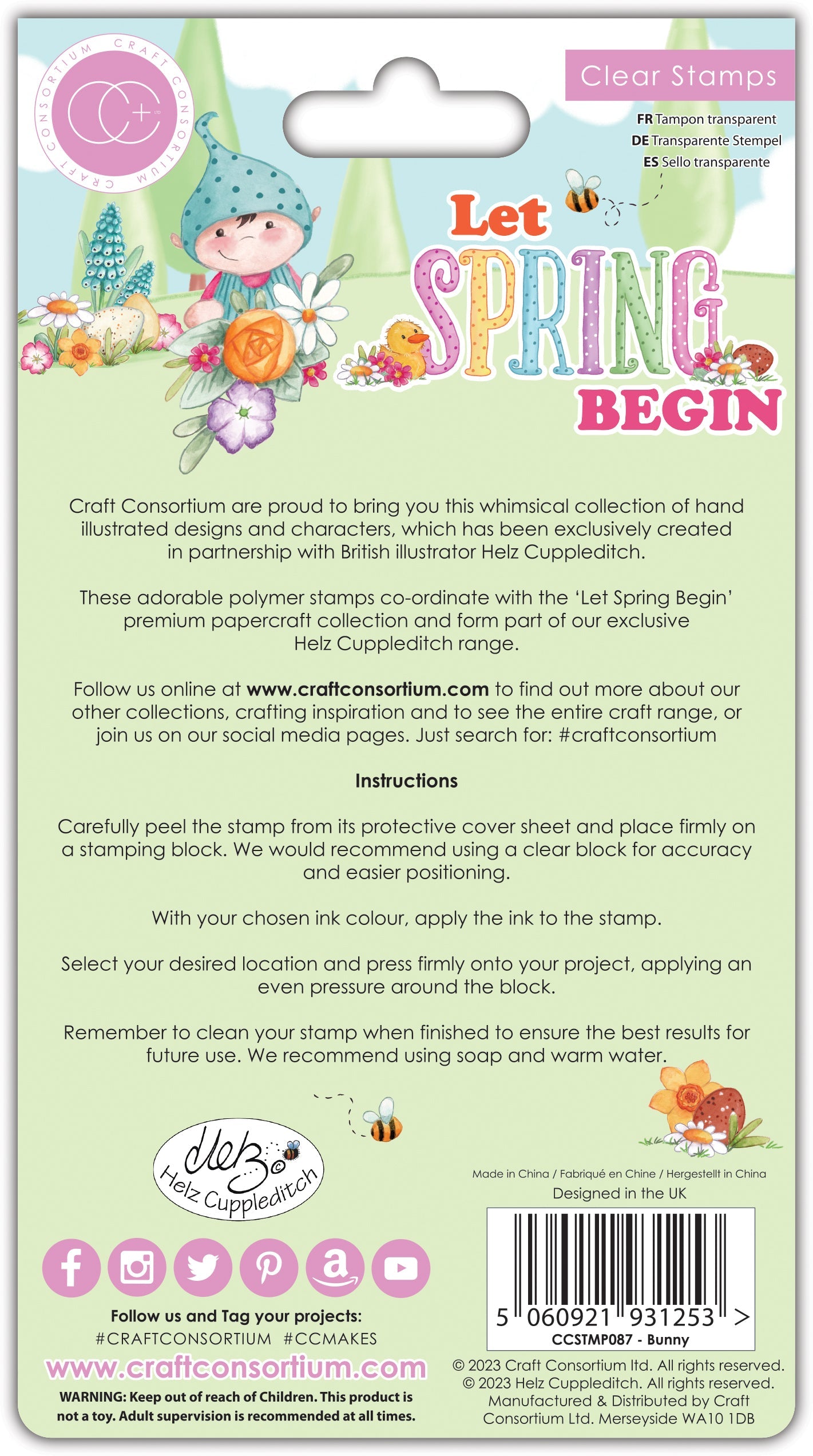 Craft Consortium Let Spring Begin - Stamp Set - Bunny