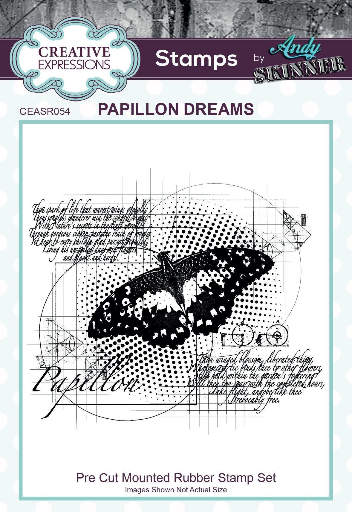 Creative Expressions Andy Skinner Papillon Dreams  4.6 in x 4.0 in Rubber Stamp