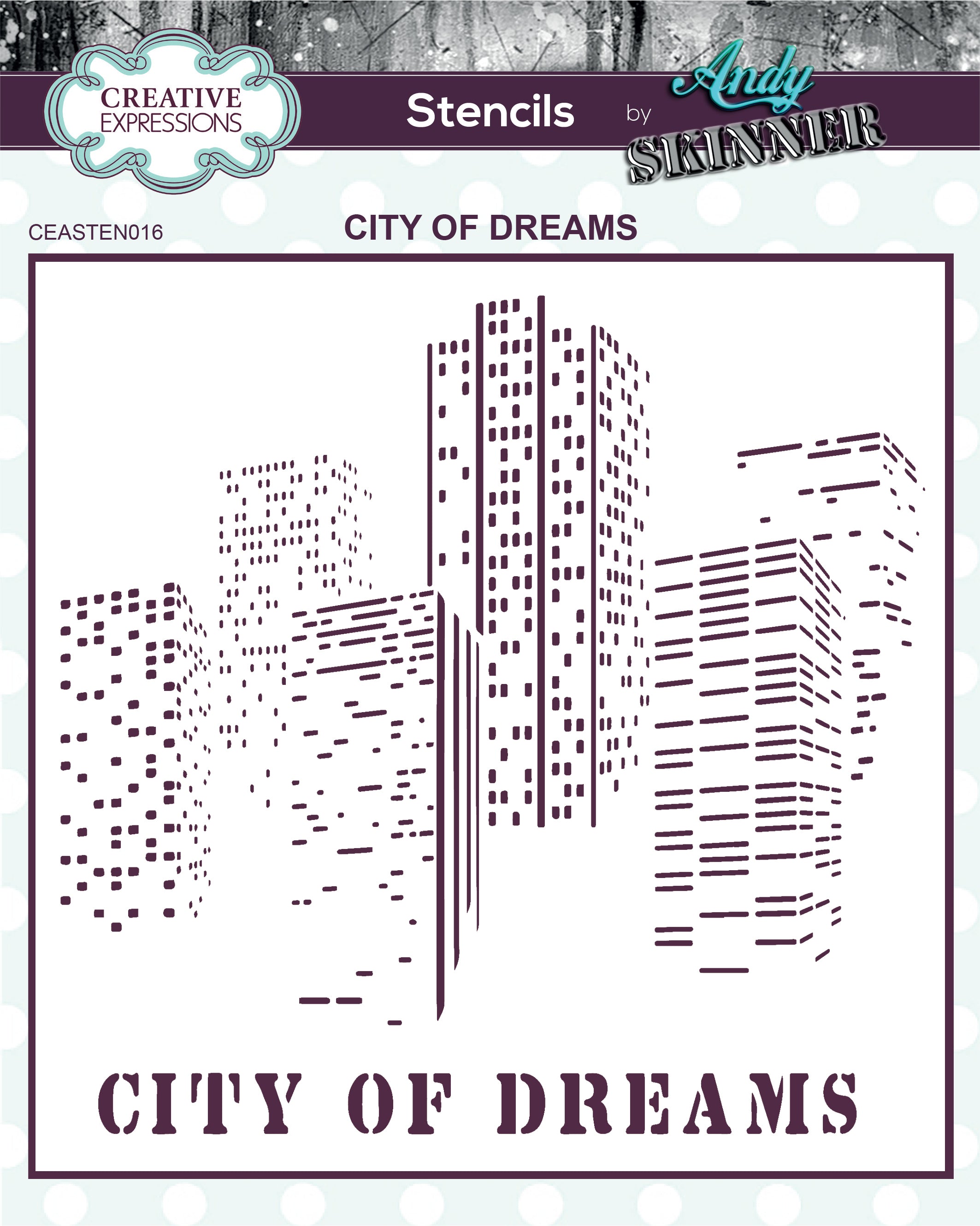 Creative Expressions Andy Skinner City Of Dreams 7 in x 7 in Stencil