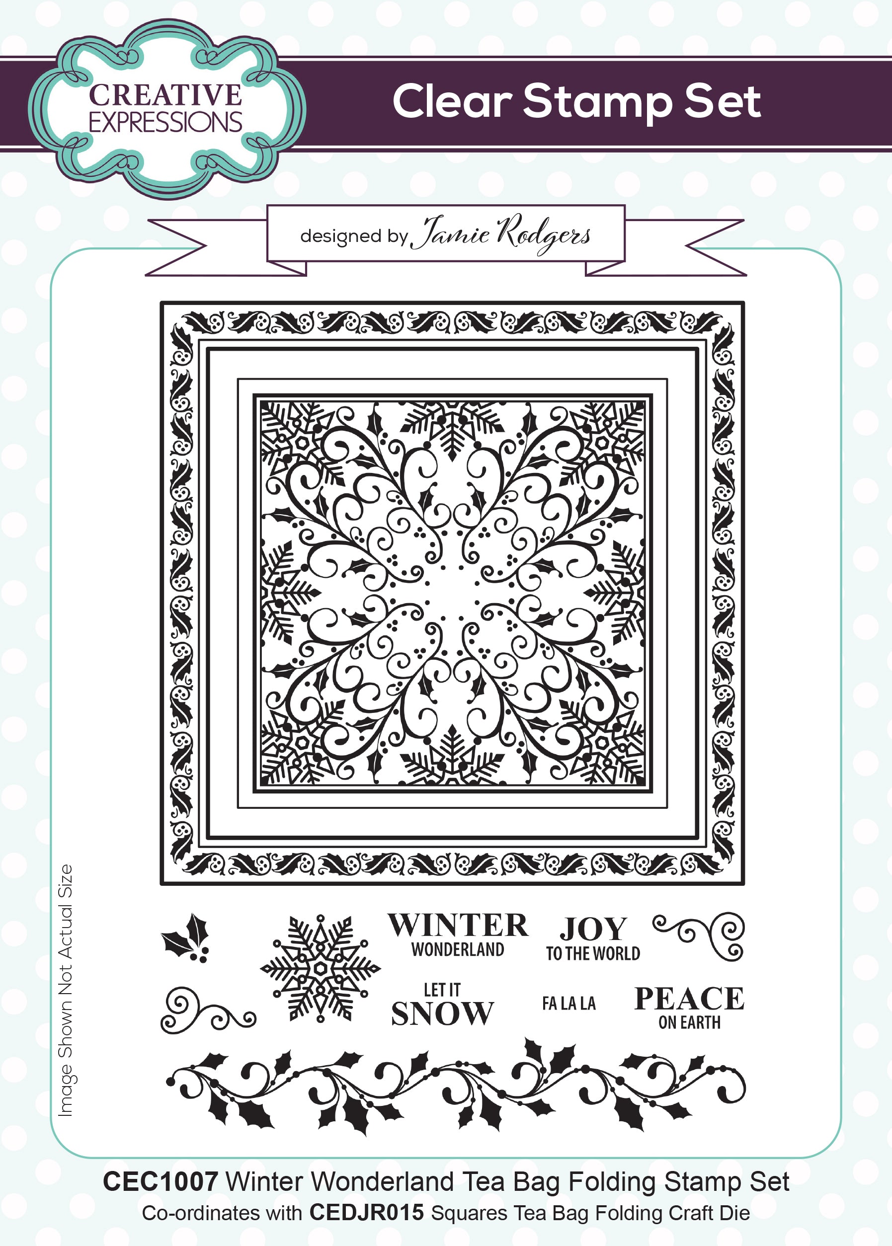 Creative Expressions Jamie Rodgers Winter Wonderland Tea Bag Folding 6 in x 8 in Stamp Set