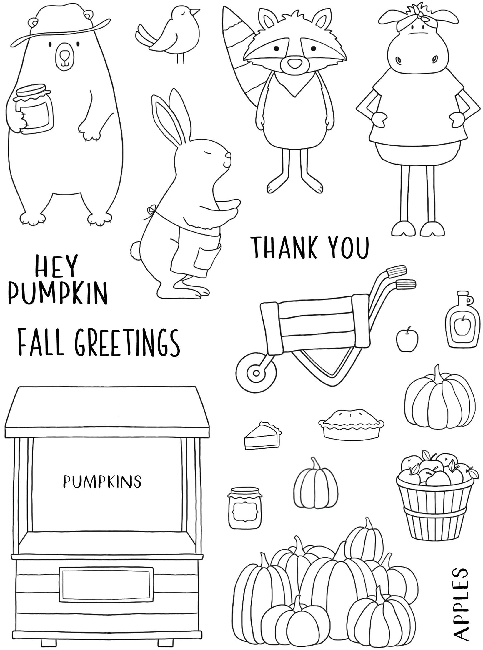 Creative Expressions Jane's Doodles Apple Pumpkin Spice 6 in x 8 in Clear Stamp Set