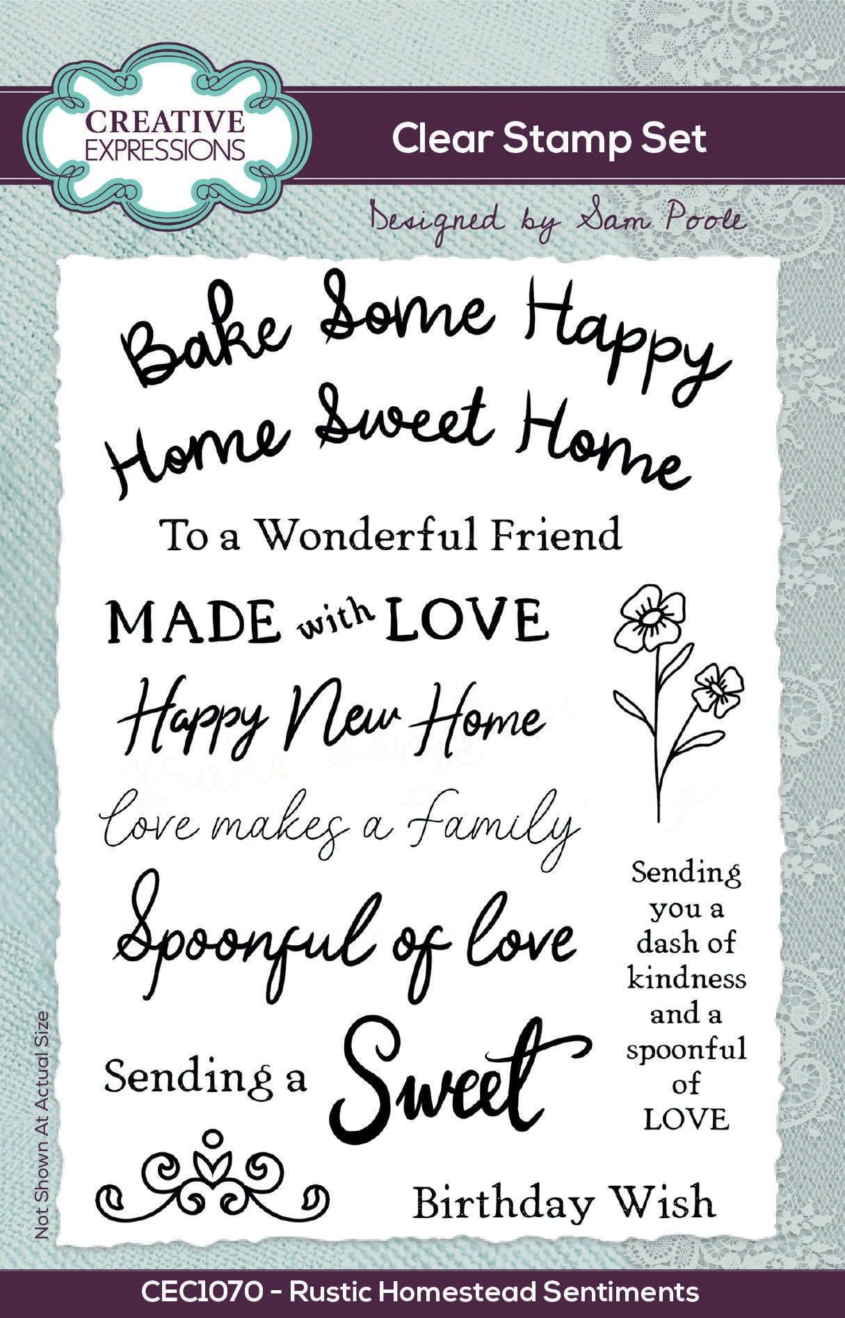 Creative Expressions Sam Poole Rustic Homestead Sentiments 4 in x 6 in Clear Stamp Set