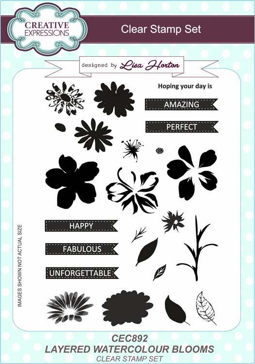 Creative Expressions Layered Watercolour Blooms A5 Clear Stamp Set