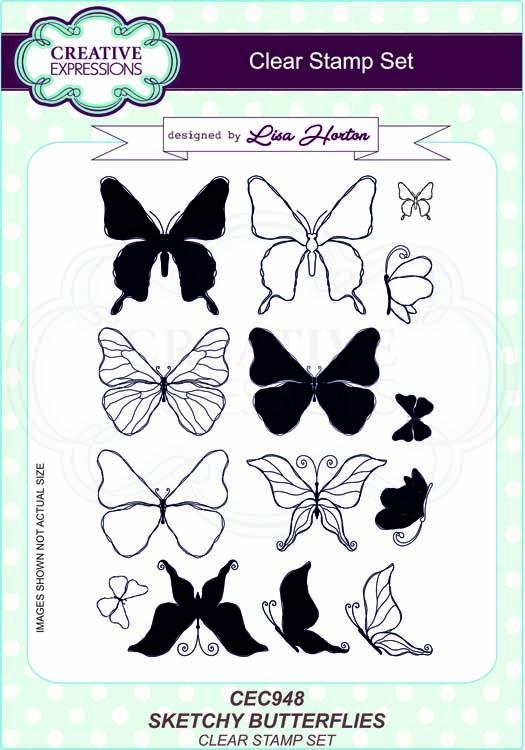 Sketchy Butterflies A5 Clear Stamp Set