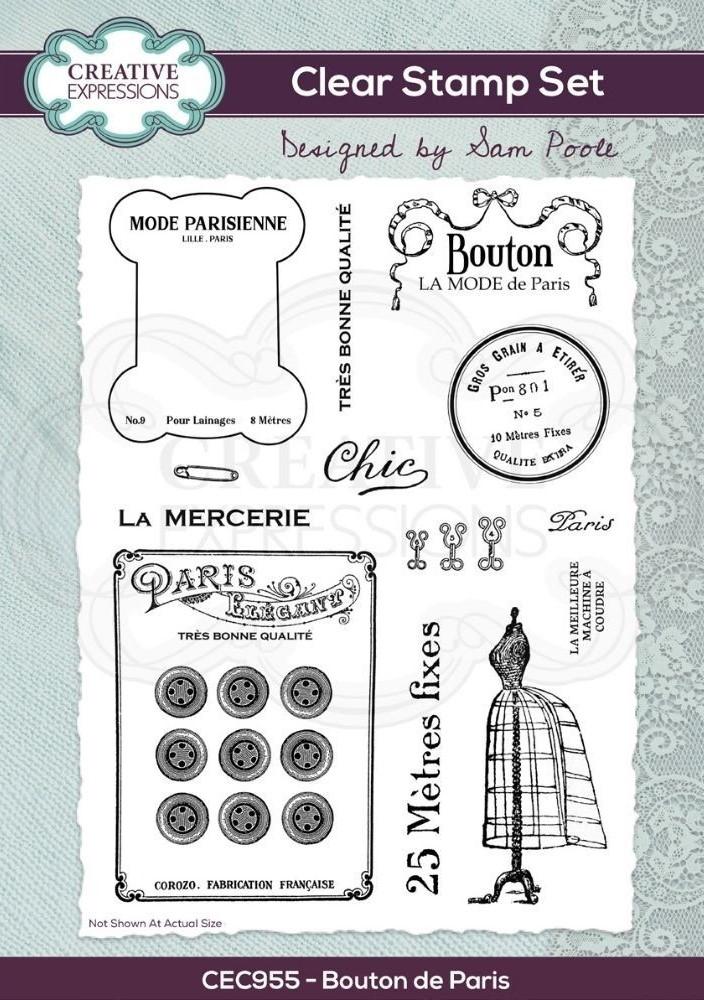 Sam Poole Bouton de Paris A5 Clear Stamp Set