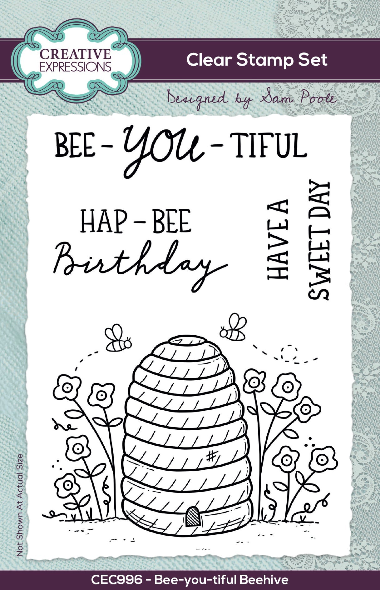 Creative Expressions Sam Poole Bee-you-tiful Beehive 6 in x 4 in Clear Stamp Set