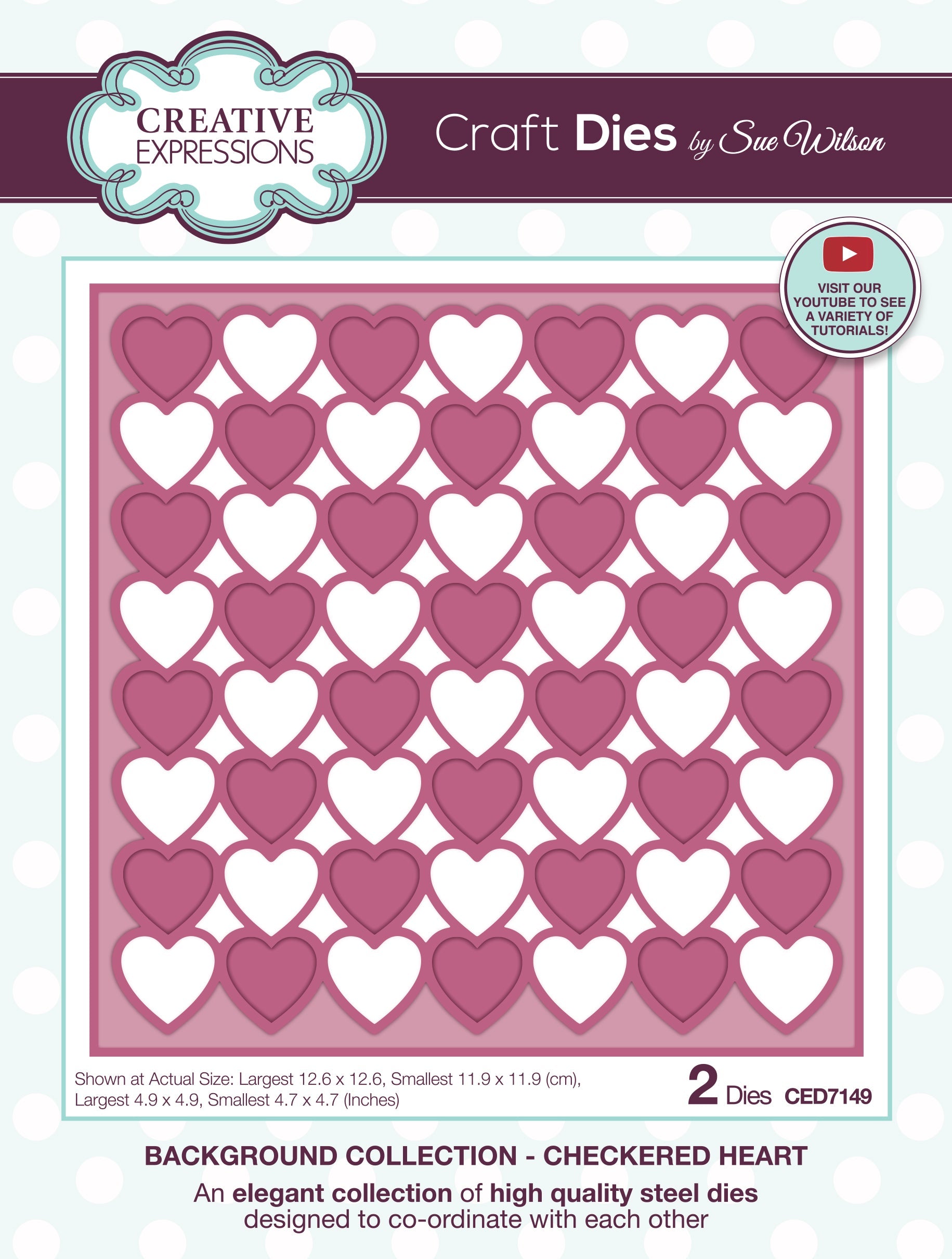 Creative Expressions Sue Wilson Background Collection Checkered Heart Craft Die