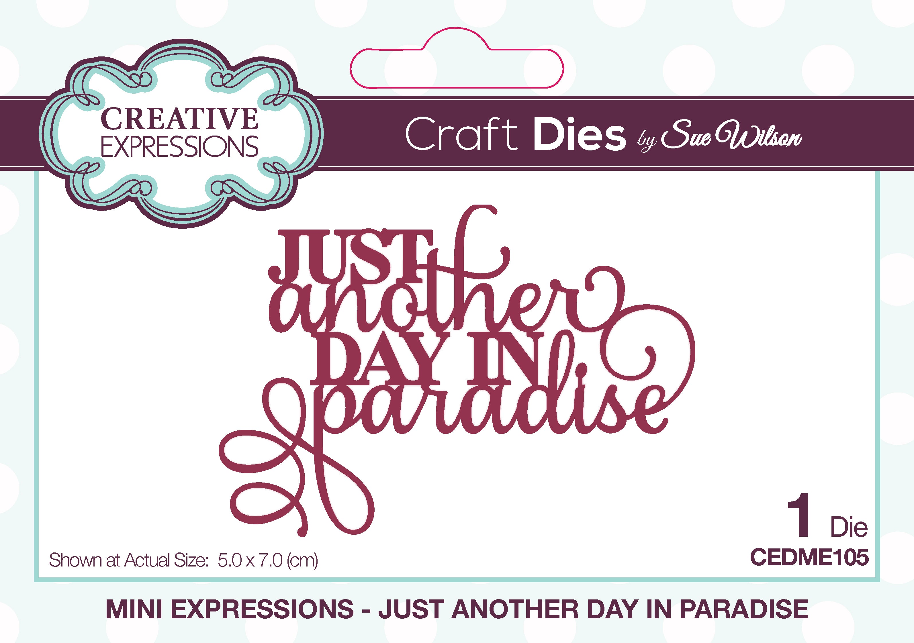 Creative Expressions Sue Wilson Mini Sentiments Just Another Day In Paradise Craft Die