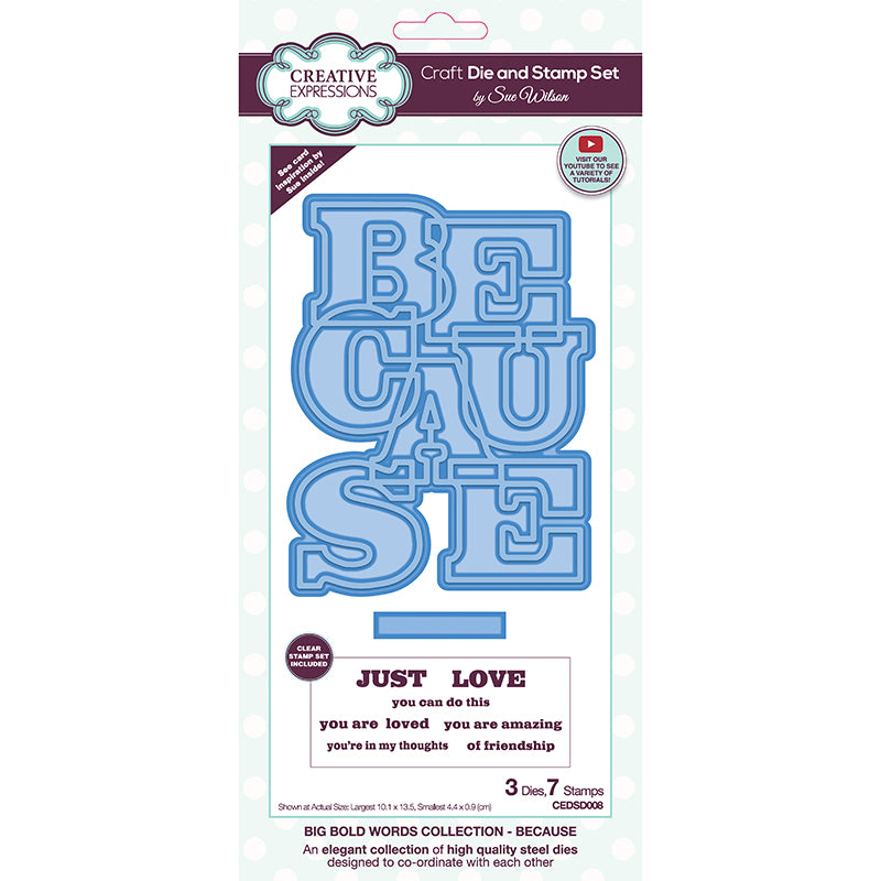 Sue Wilson Big Bold Words Because Craft Die & Stamp Set