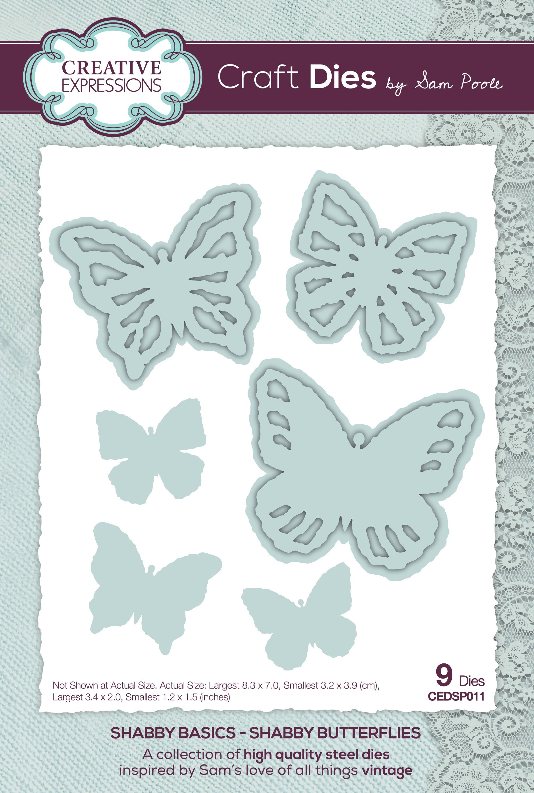 Creative Expressions Sam Poole Shabby Basics Shabby Butterflies Craft Die