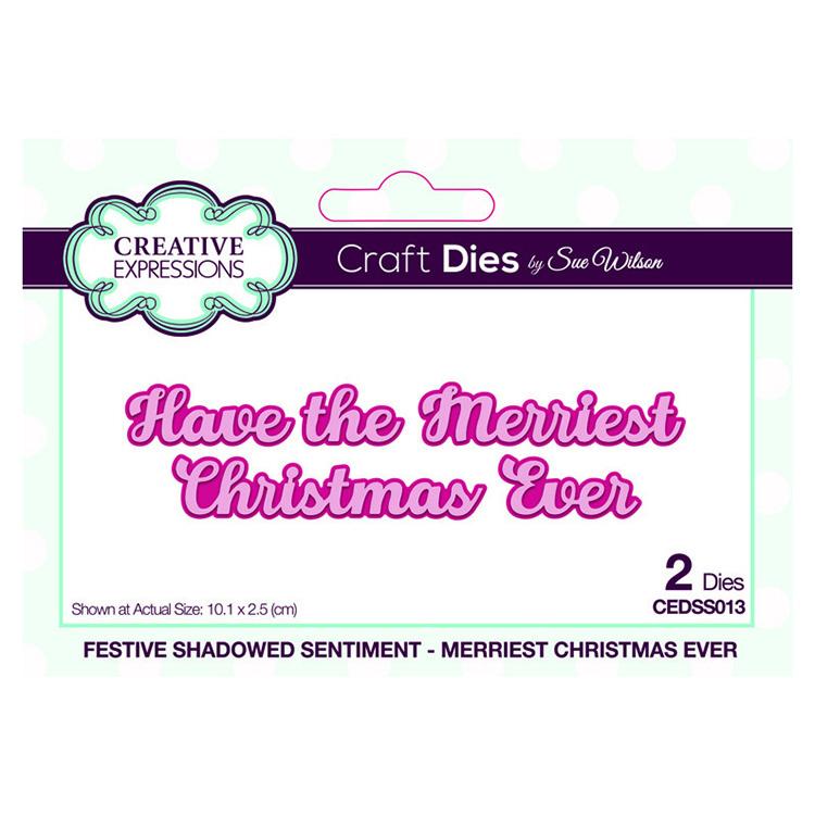 Festive Shadowed Sentiment Merriest Christmas Ever Craft Die