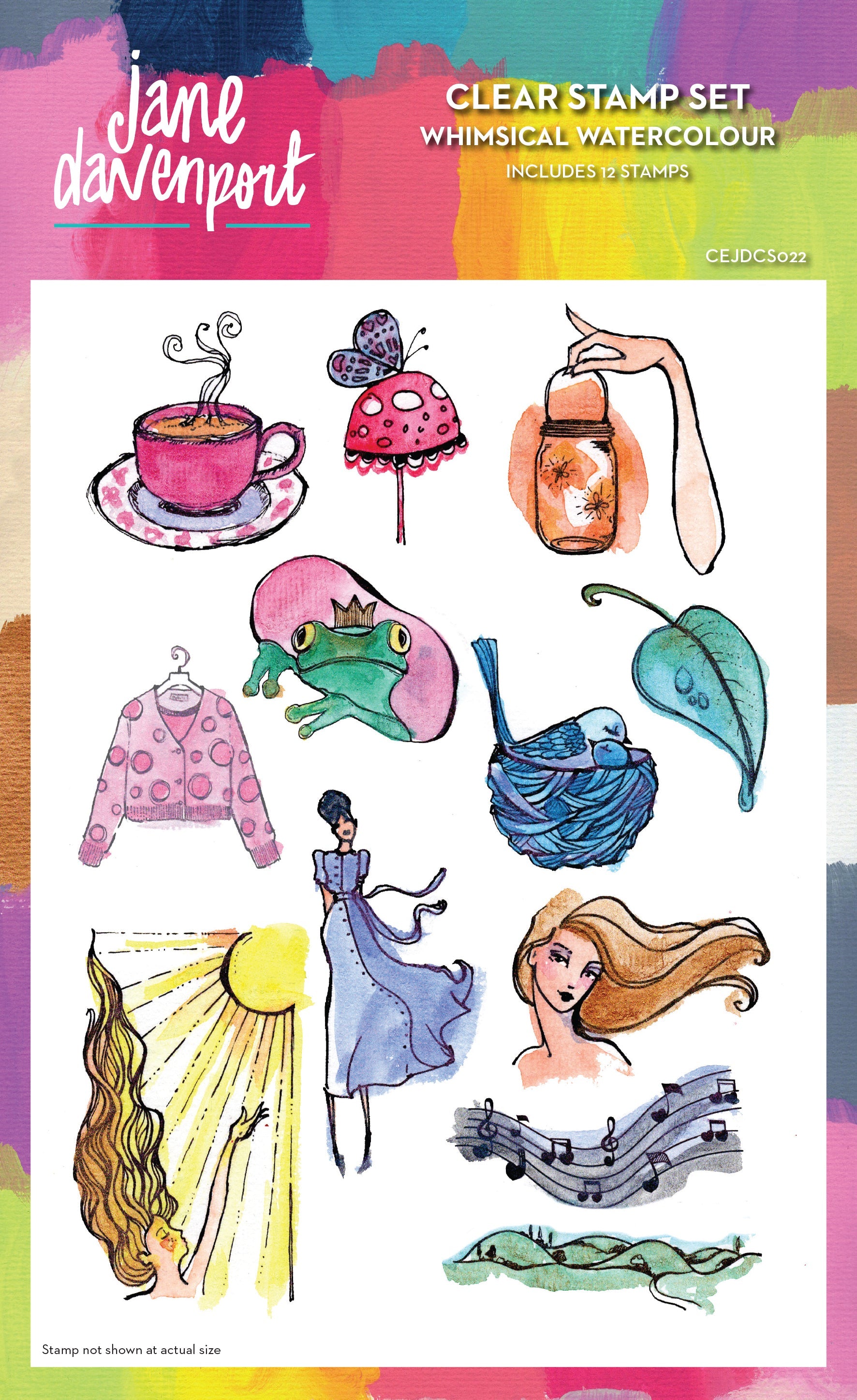 Creative Expressions Jane Davenport Whimsical Watercolour 6 in x 8 in Clear Stamp Set
