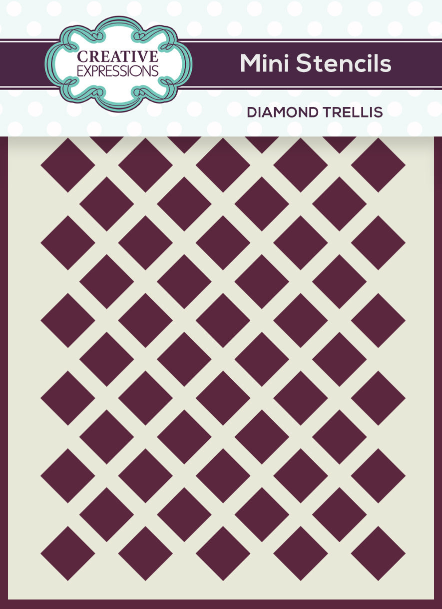 Creative Expressions Mini Stencil Diamond Trellis 4.0 in x 3.0 in