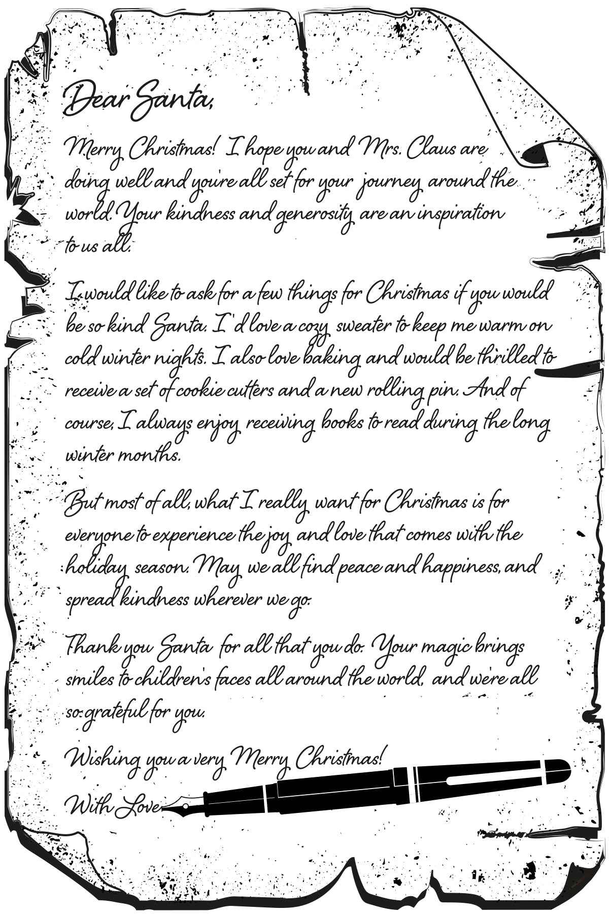 Creative Expressions Letter to Santa 4 in x 6 in Pre Cut Rubber Stamp