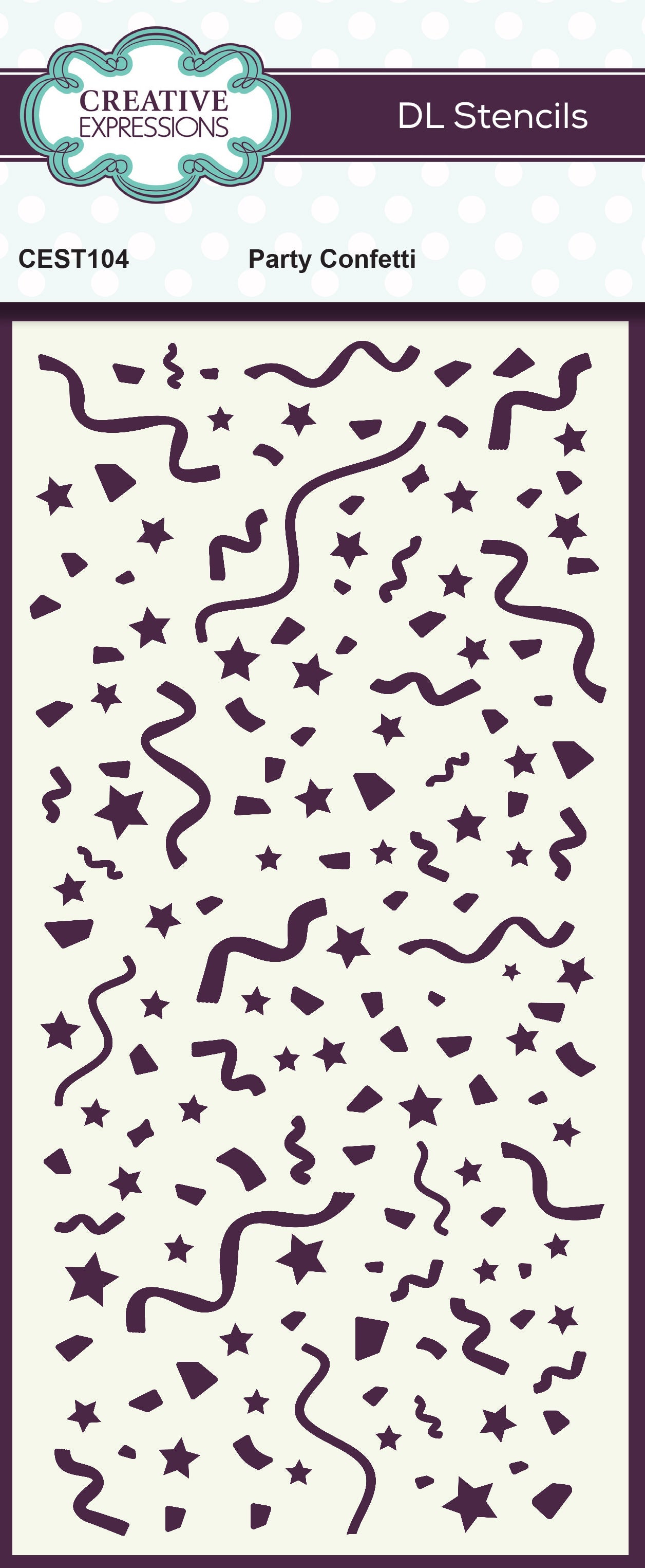 Creative Expressions Party Confetti DL Stencil 4 in x 8 in (10.0 x 20.3 cm)