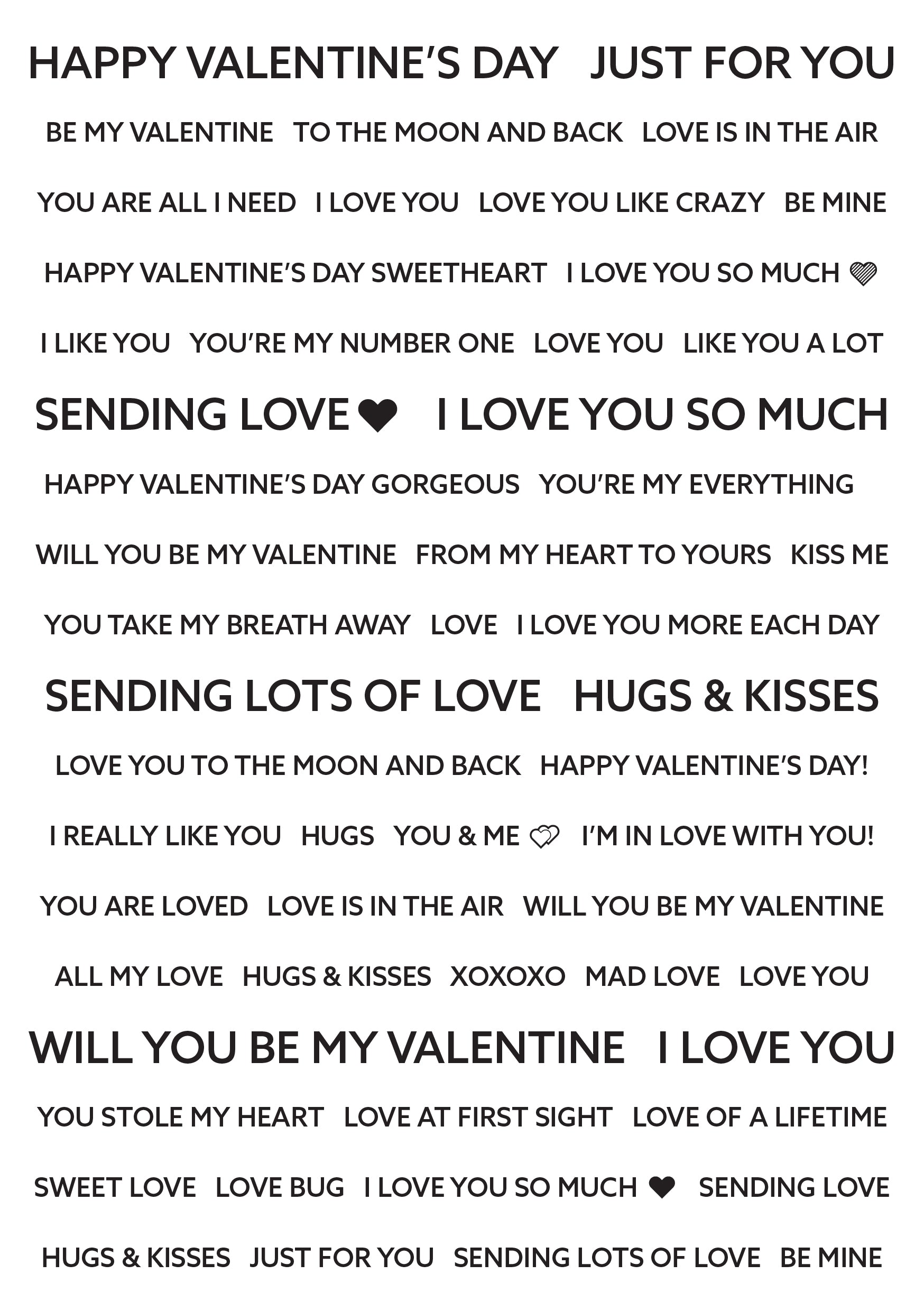 Creative Expressions Wordies Sentiment Sheets - Be My Valentine 4 Pk 6 in x 8 in