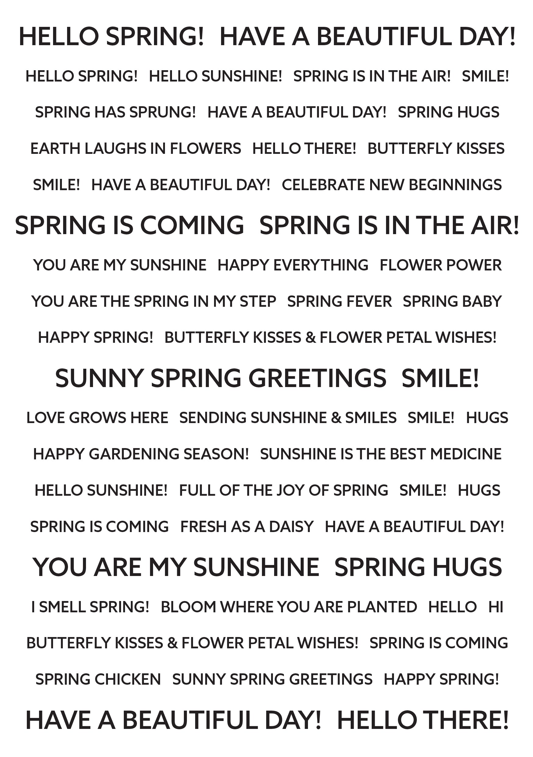 Creative Expressions Wordies Hello Spring Sentiment Sheets