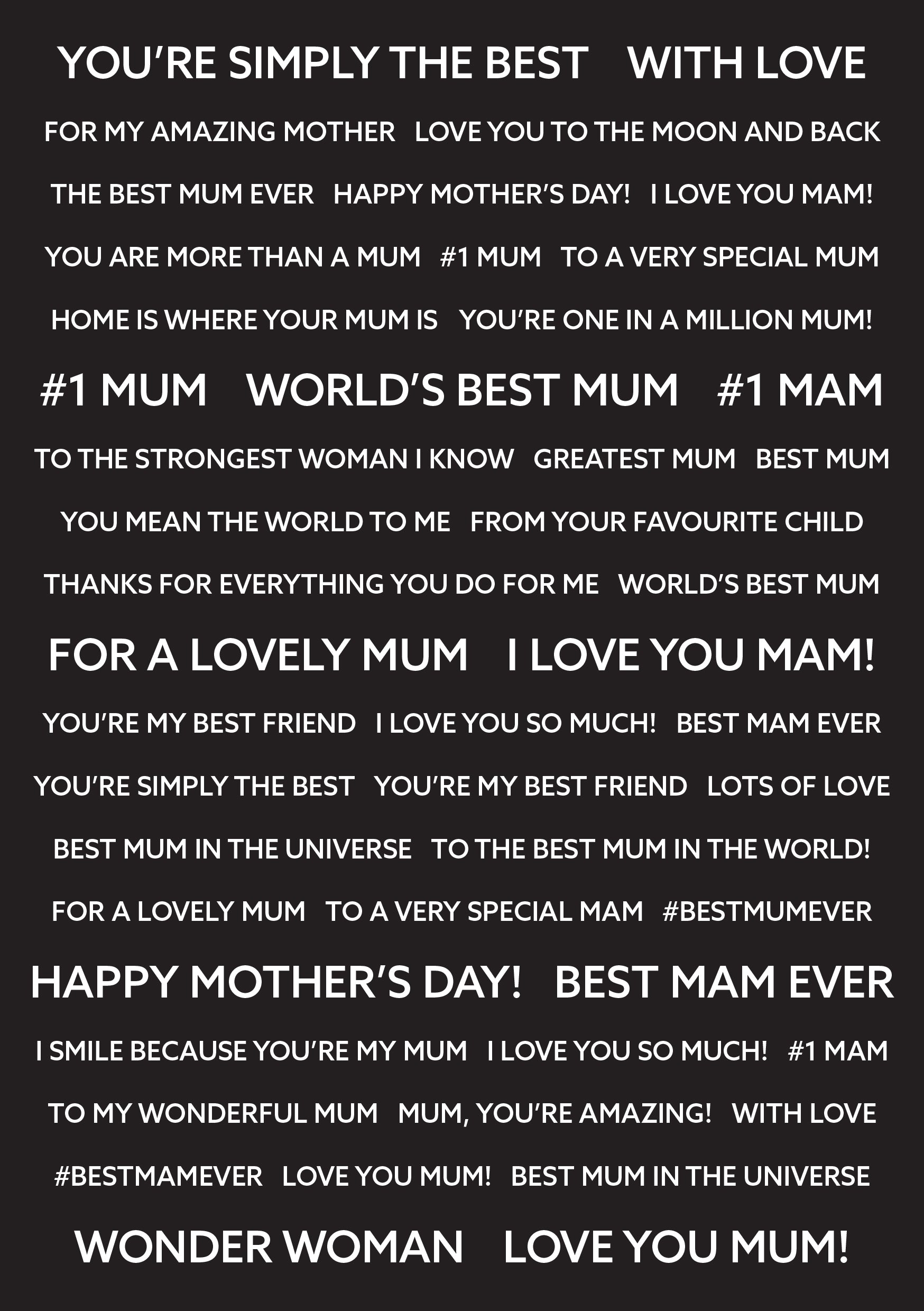 Creative Expressions Wordies Sentiment Sheets - Best Mum Pk 4 6 in x 8 in