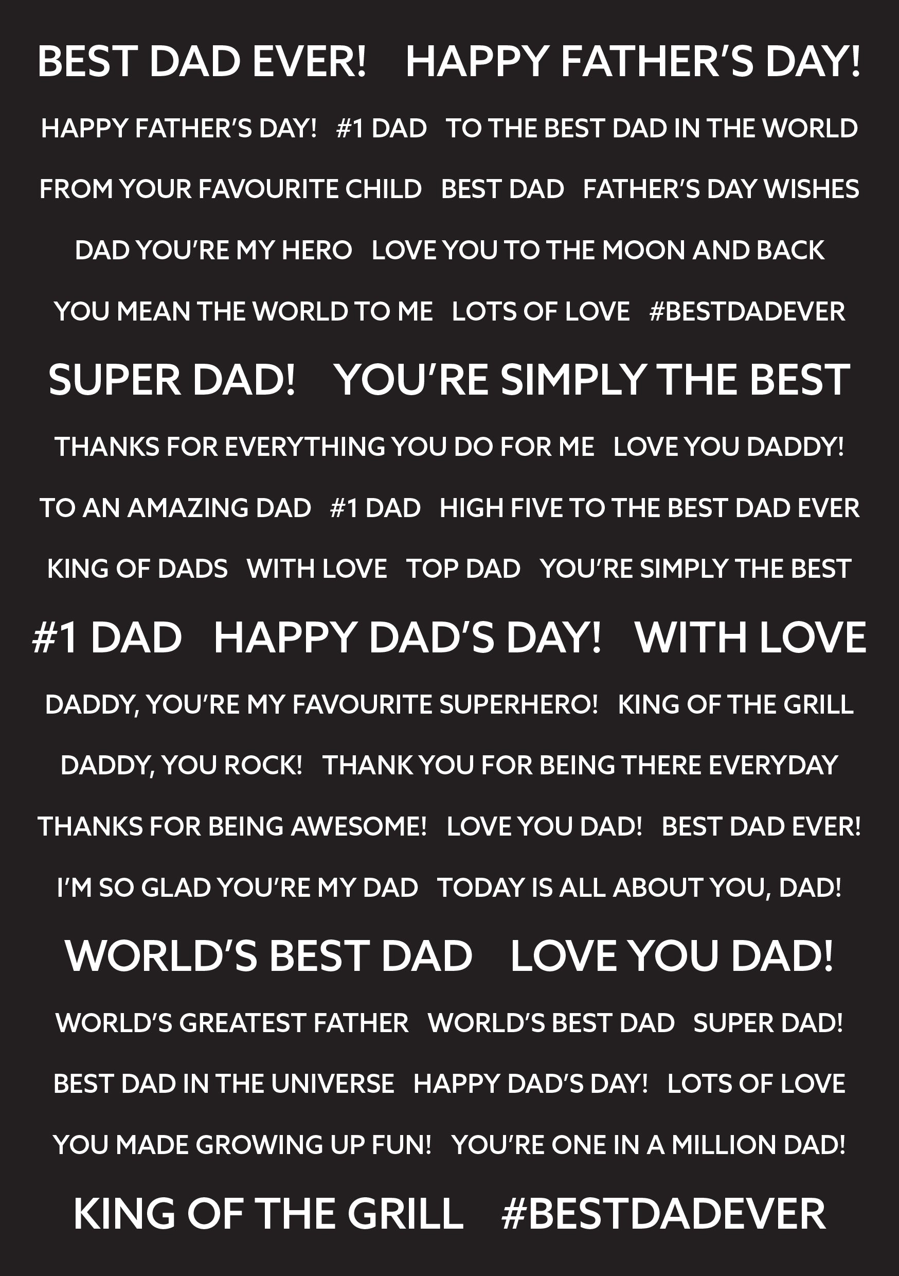 Creative Expressions Wordies Sentiment Sheets Best Dad Pk 4 6 in x 8 in