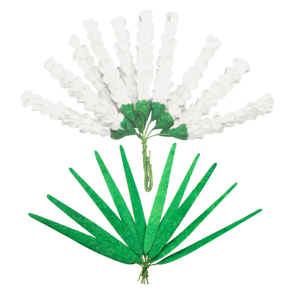 Couture Creations - Lavender Love Paper Flowers - White Paper Lavender Stems + Long Grass (20pc)