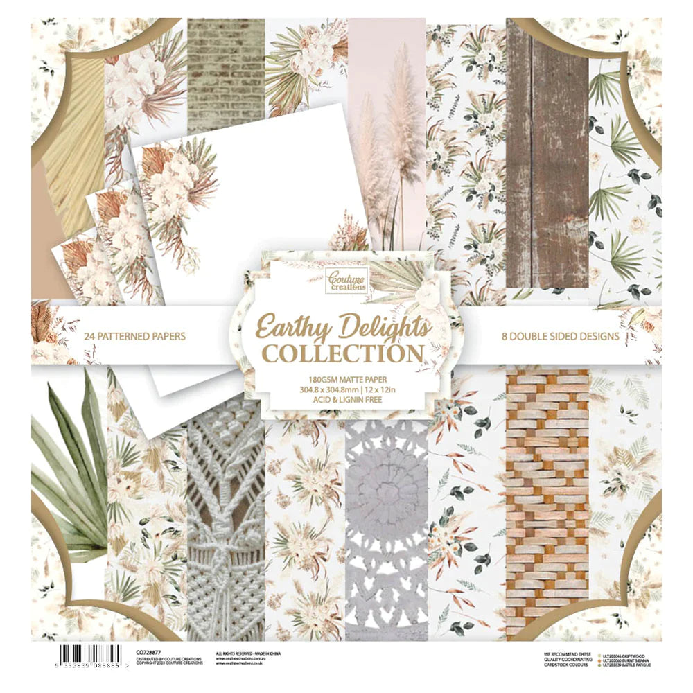 Couture Creations - Earthy Delights 12 x 12 Paper Pad (3 x 8 Designs | 24 Sheets)