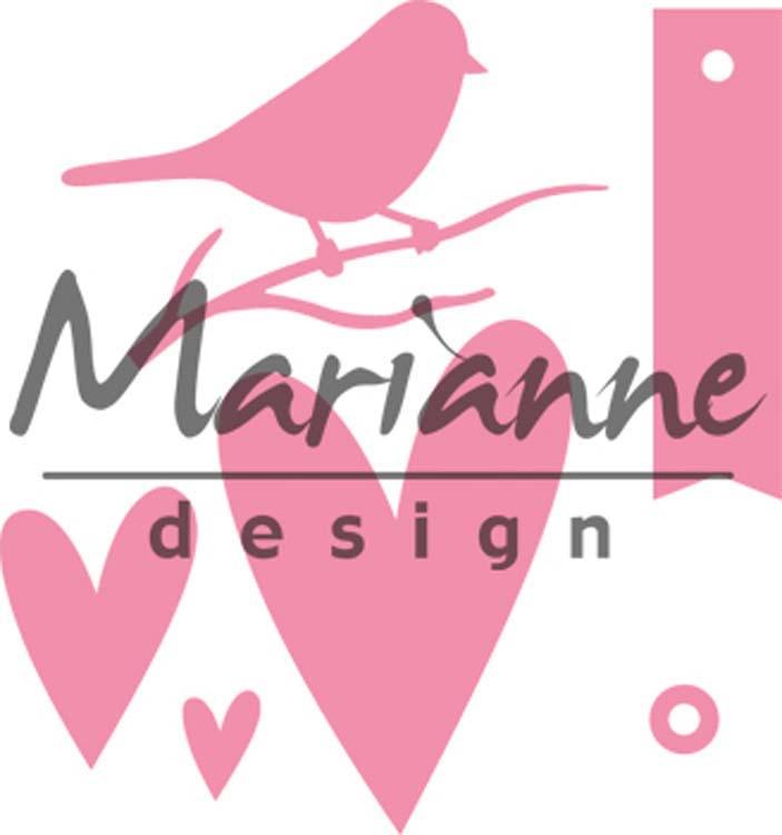 Marianne Design Collectables Giftwrapping - Karin's Bird, Hearts & Tag