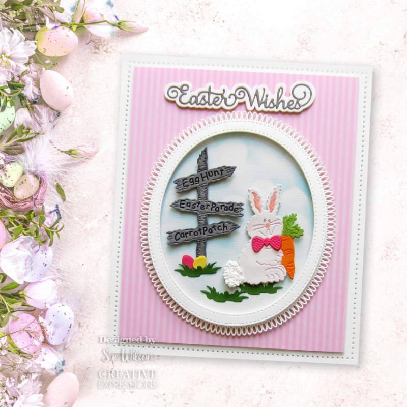 Creative Expressions Sue Wilson Mini Shadowed Sentiments Easter Wishes Craft Die