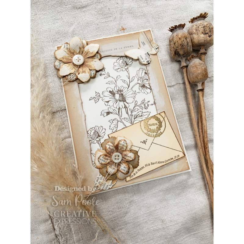 Creative Expressions Sam Poole Floral Envelope 6 in x 4 in Clear Stamp Set