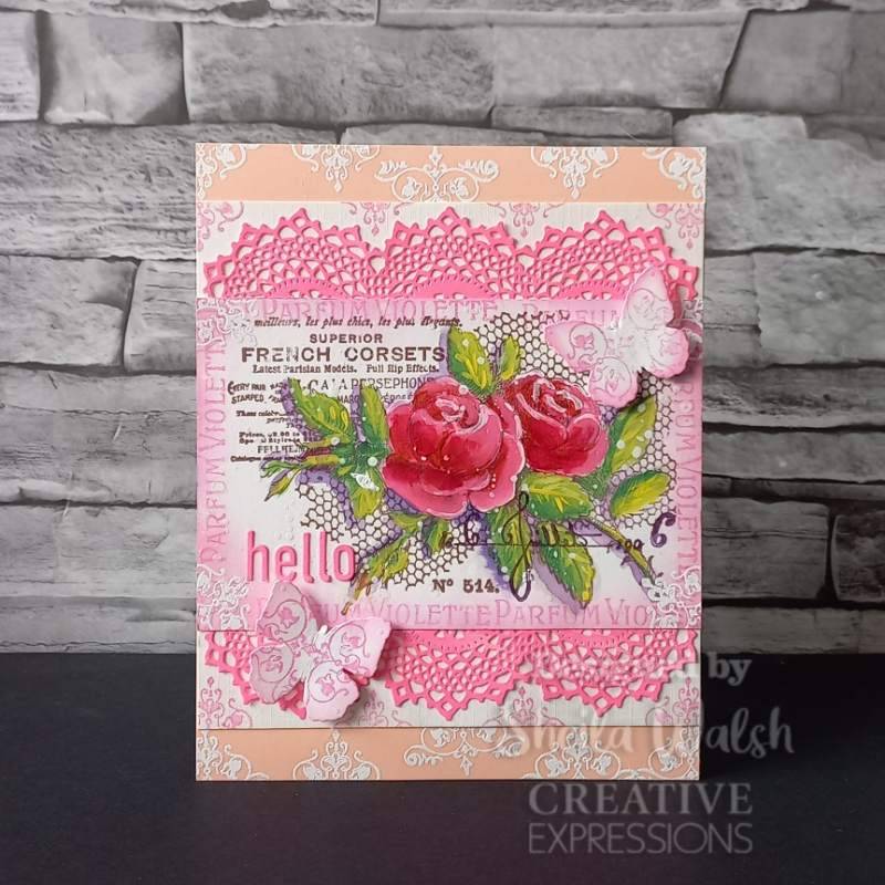 Creative Expressions Sam Poole French Rose 6 in x 4 in Clear Stamp Set