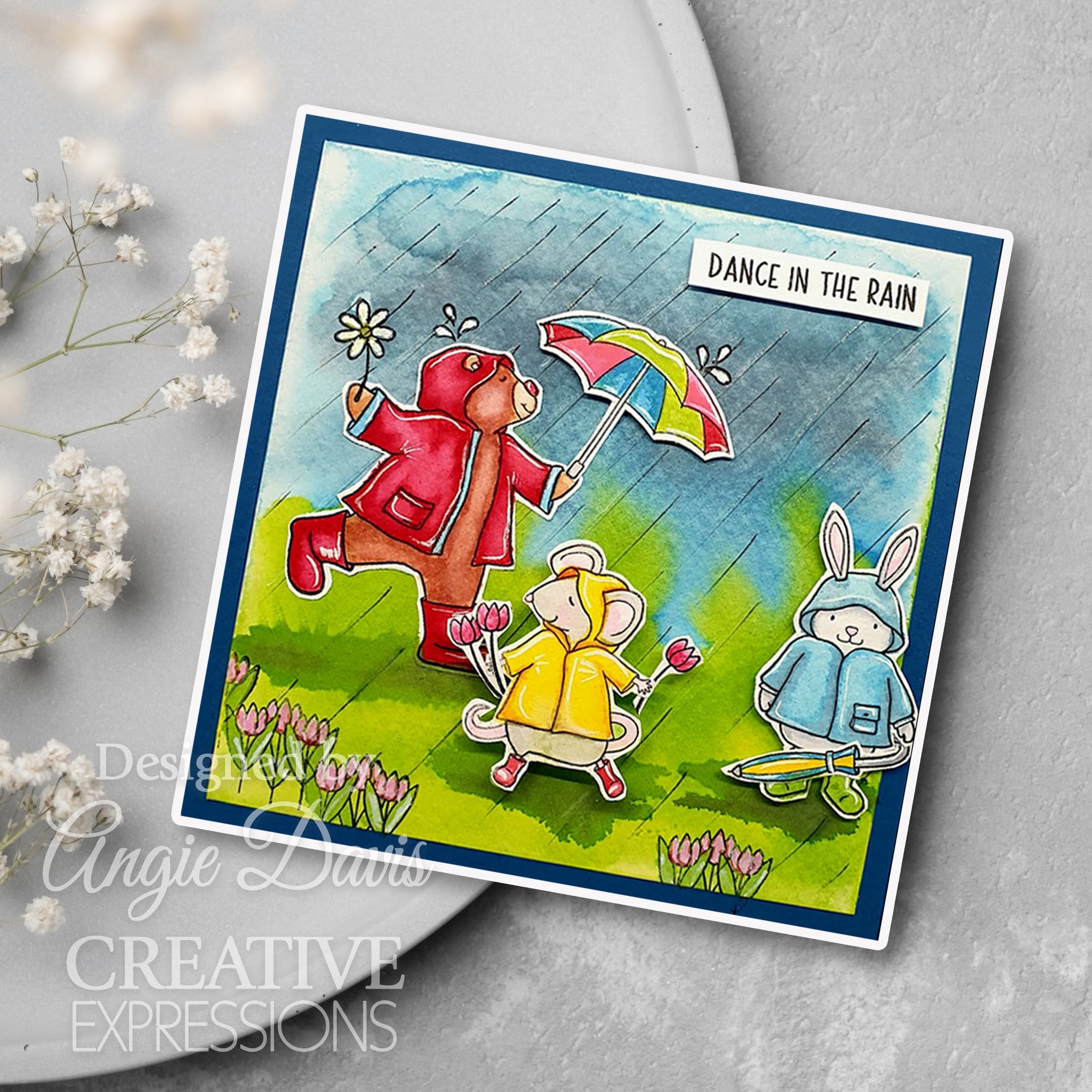 Creative Expressions Jane's Doodles Dancing In The Rain 4 in x 6 in Clear Stamp Set