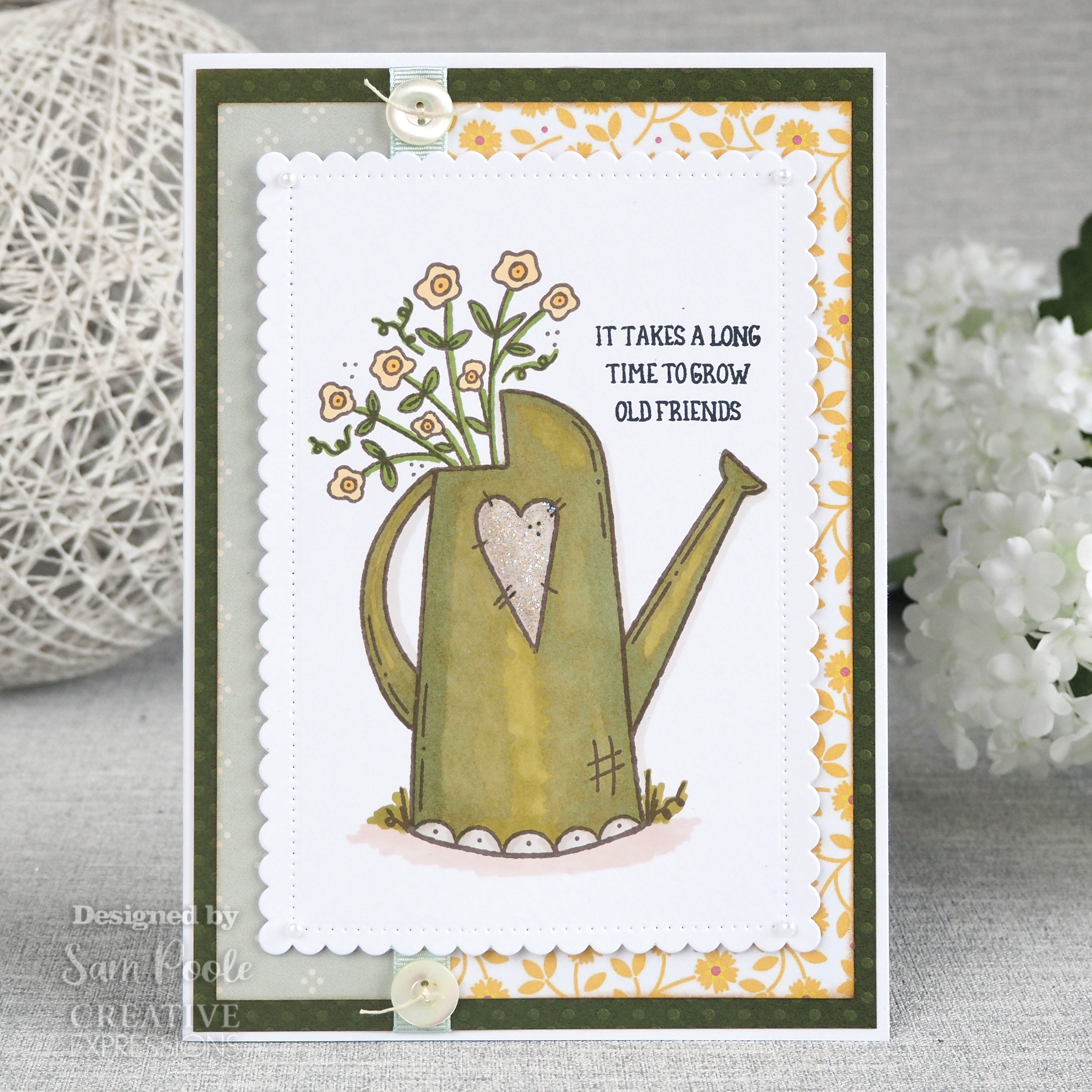 Creative Expressions Sam Poole Friendship Watering Can 6 in x 4 in Clear Stamp Set