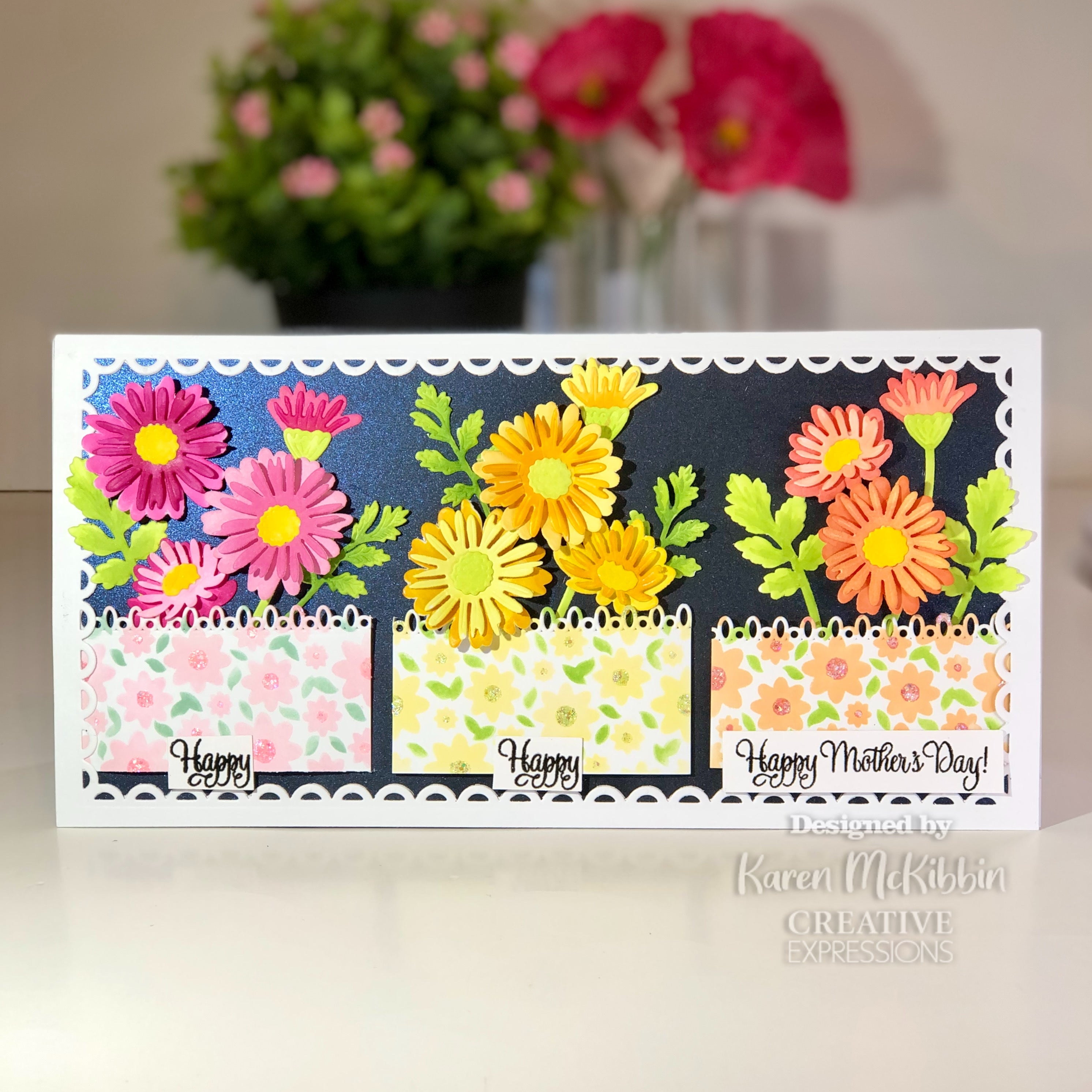 Creative Expressions Daisies Mini Triple Layering Stencil 4 in x 3 in Set of 3
