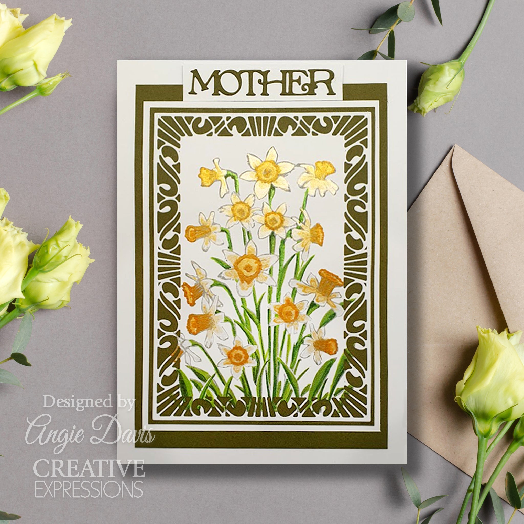 Creative Expressions Daffodil Tapestry 4 in x 6 in Pre Cut Rubber Stamp