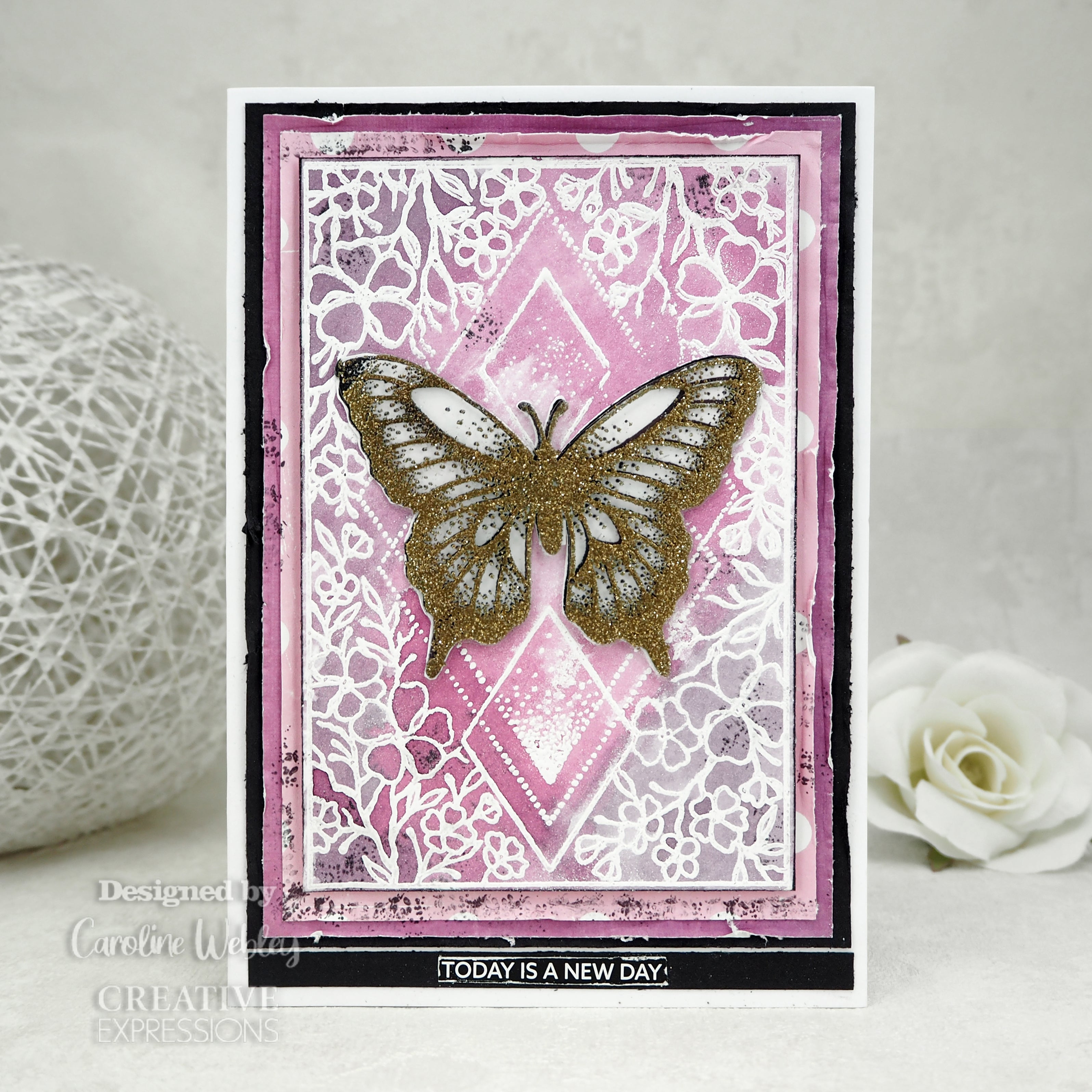Creative Expressions Designer Boutique Apple Blossom Flutters 6 in x 4 in Clear Stamp Set