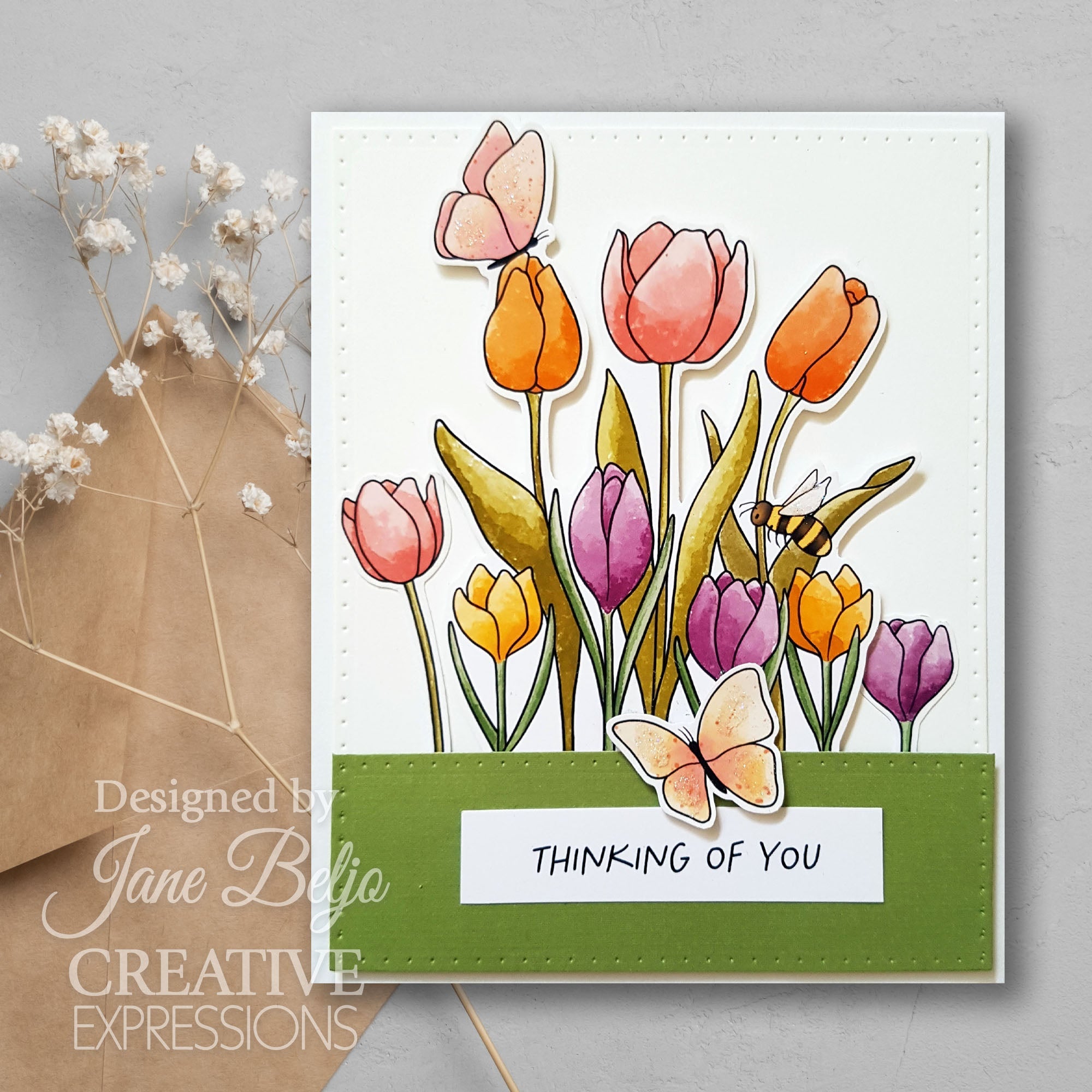 Creative Expressions Jane's Doodles Tulip & Crocus 4 in x 6 in Clear Stamp Set