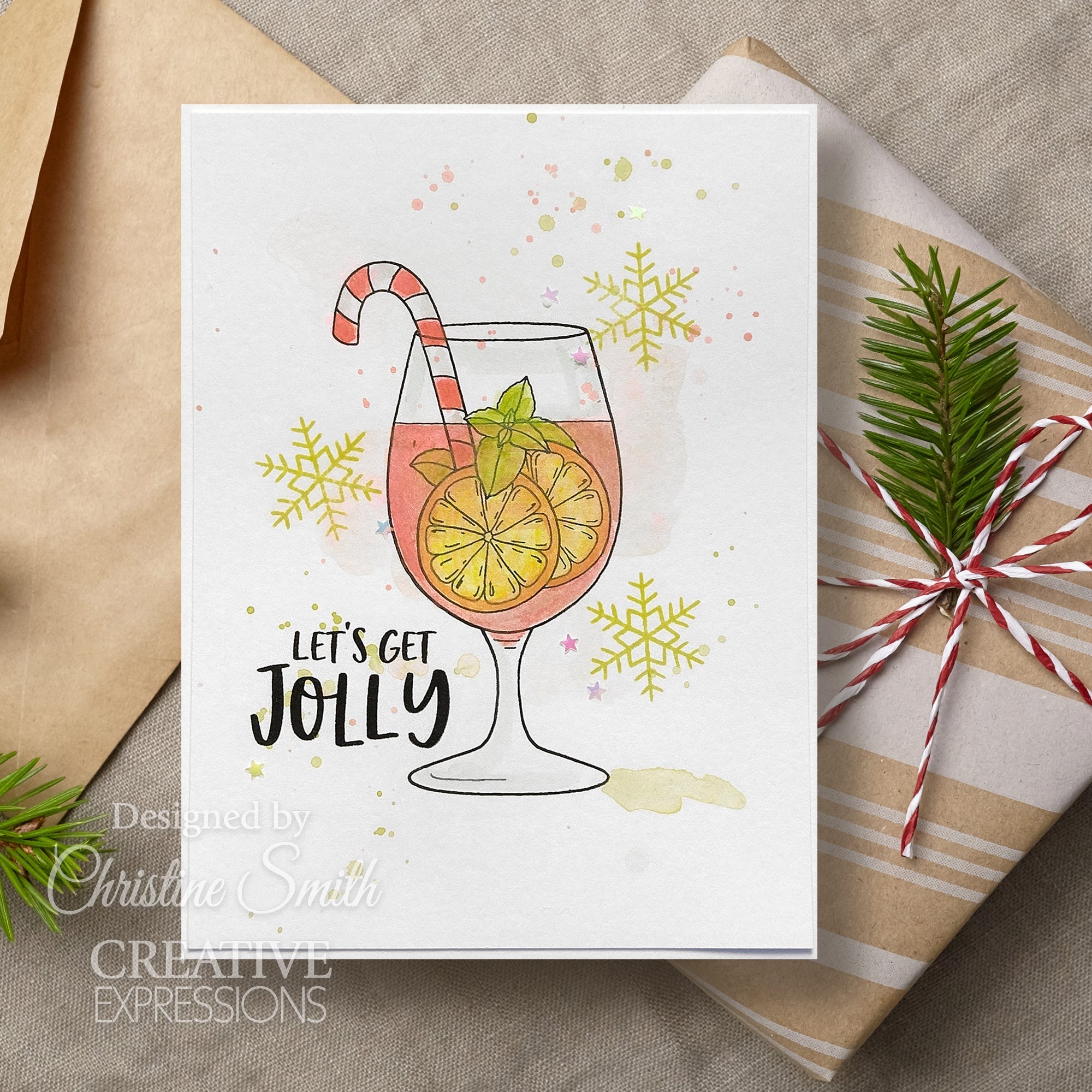 Creative Expressions Jane's Doodles Holiday Cheers 6 in x 8 in Clear Stamp Set