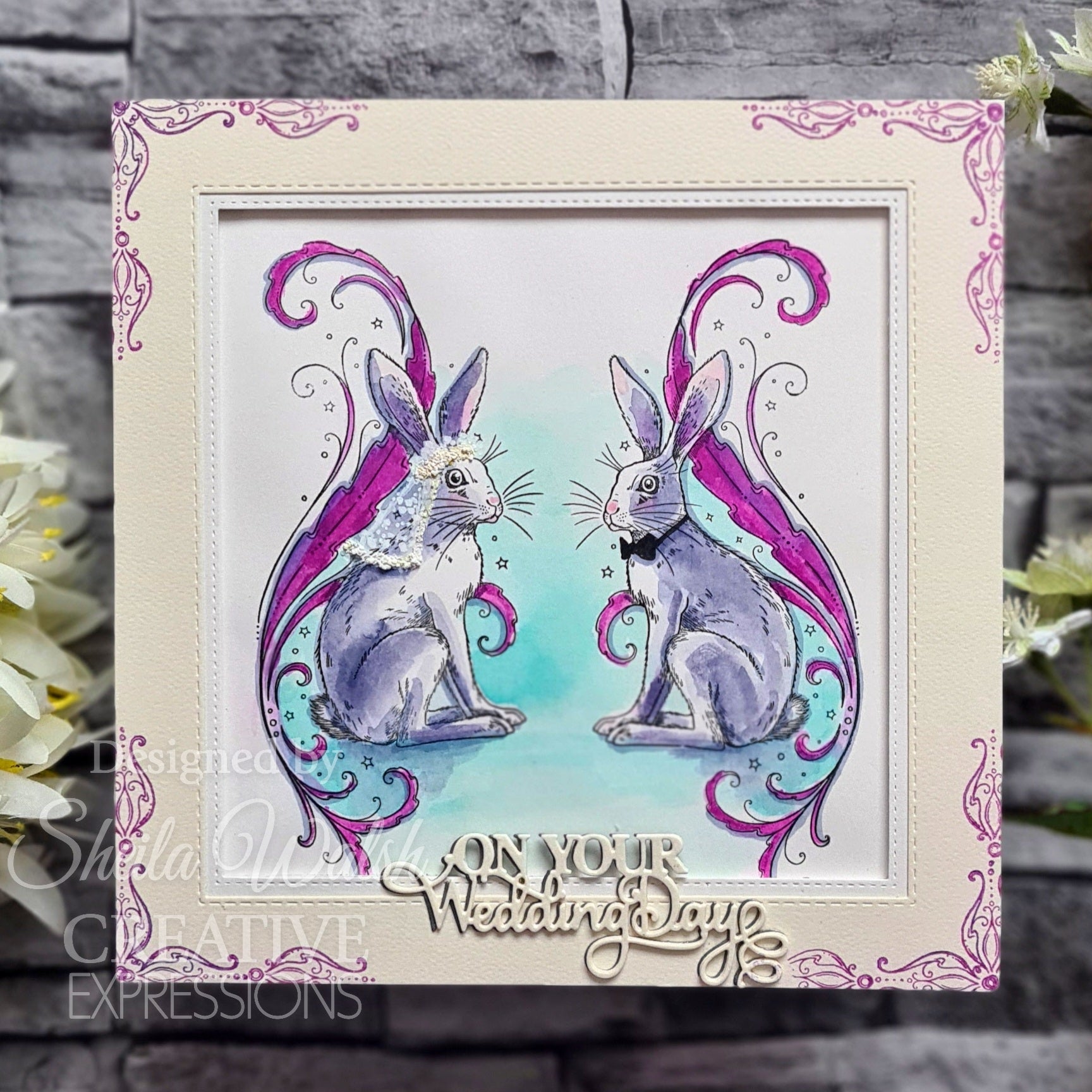 Pink Ink Designs Heavenly Hare 6 in x 8 in Clear Stamp Set