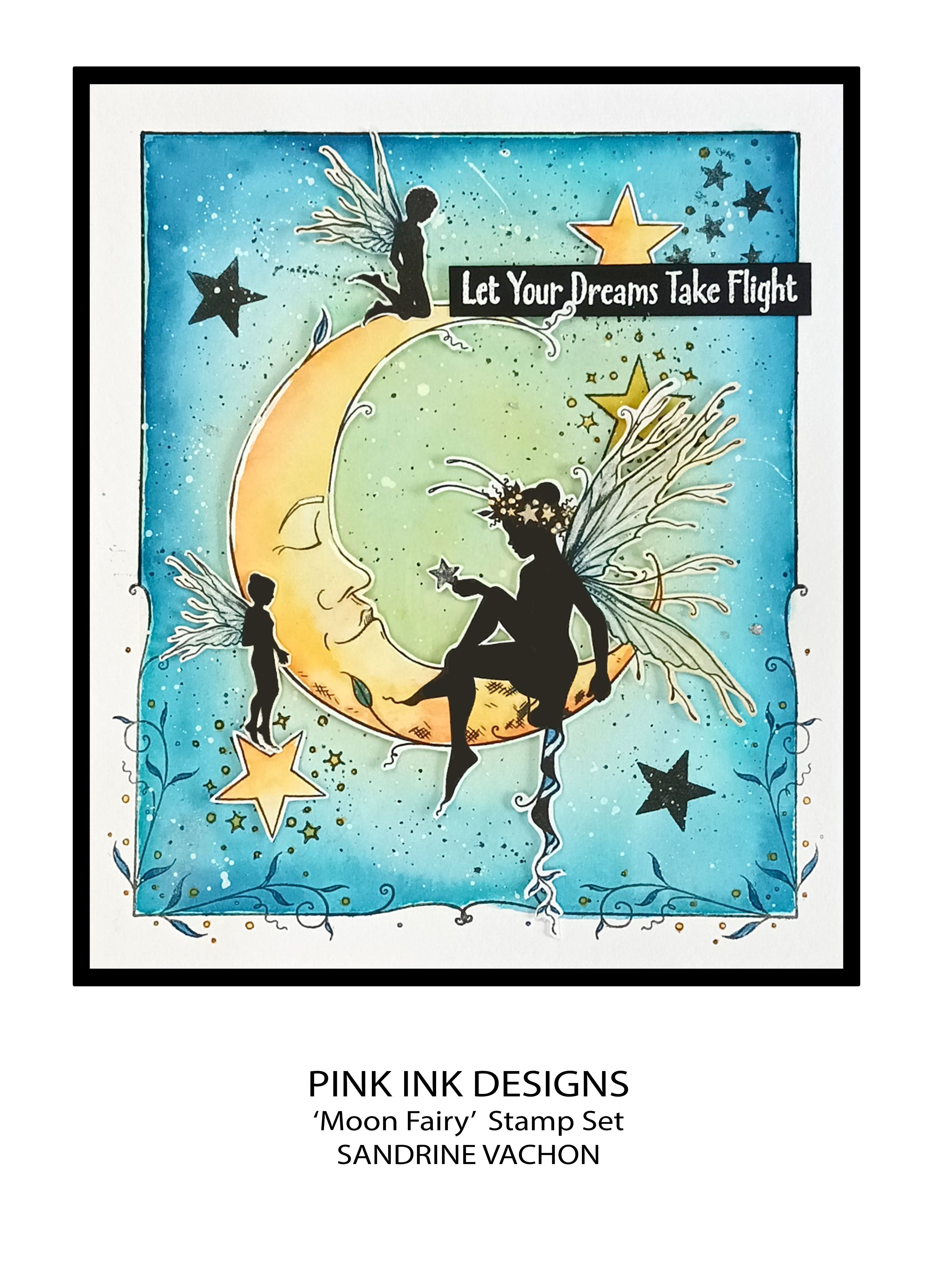 Pink Ink Designs Moon Fairy 6 in x 8 in Clear Stamp Set